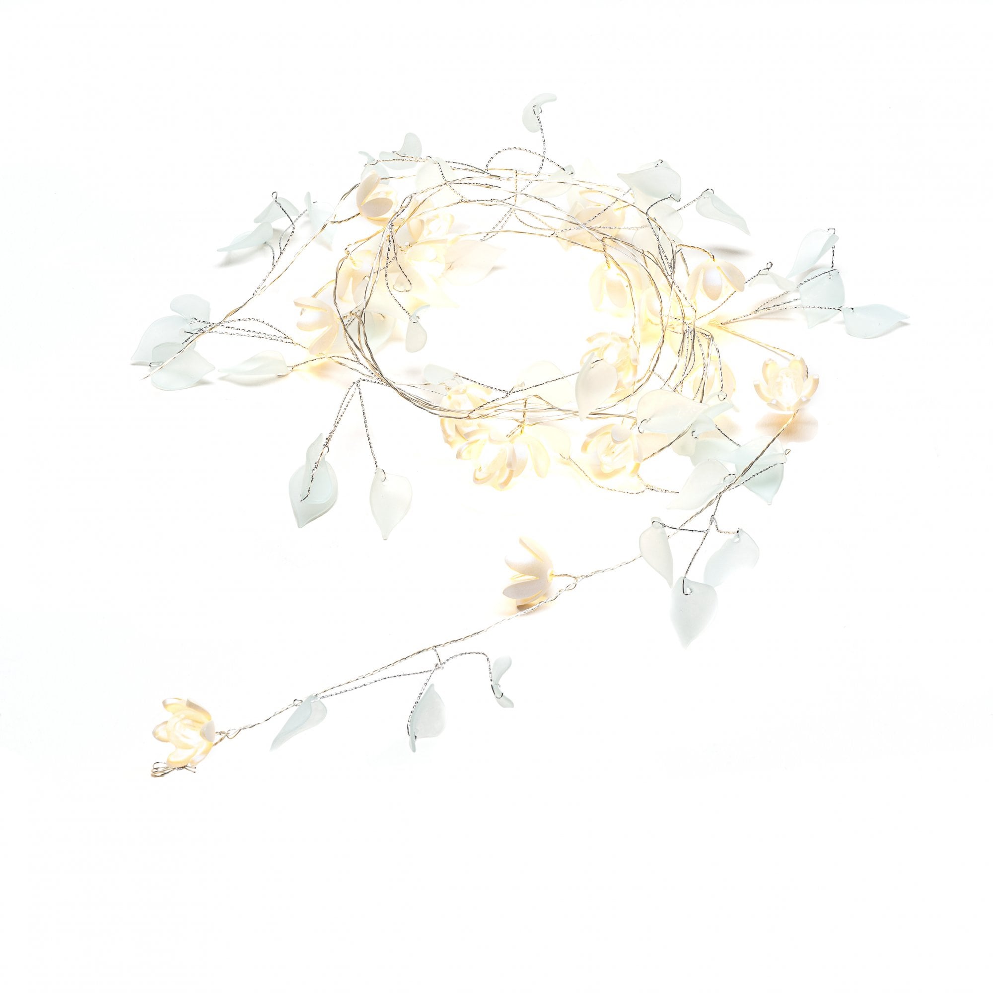 Konstsmide Festoon 1.9m Decorative Light Set - 20 LED Flowers - White & Clear - Battery Operated