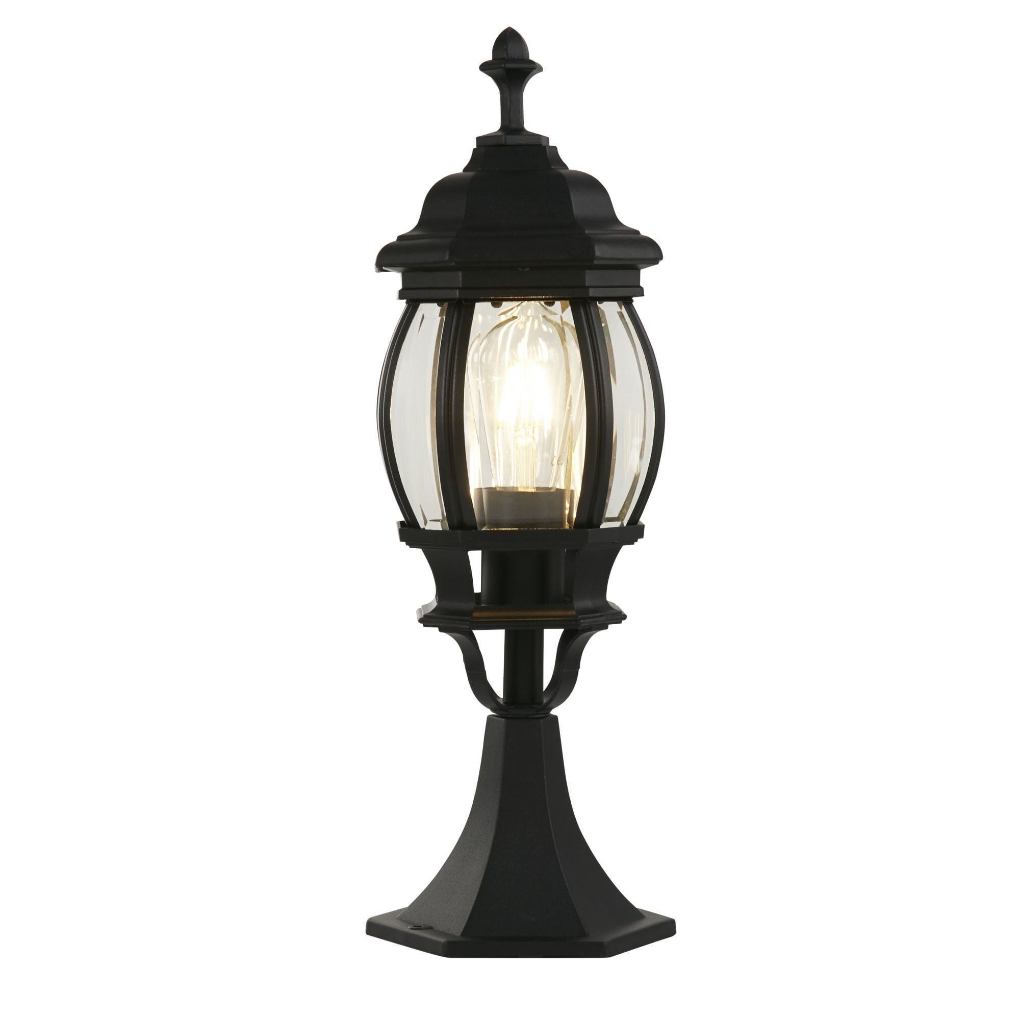 Searchlight Bartlett Outdoor Post 500mm - Black & Clear Glass