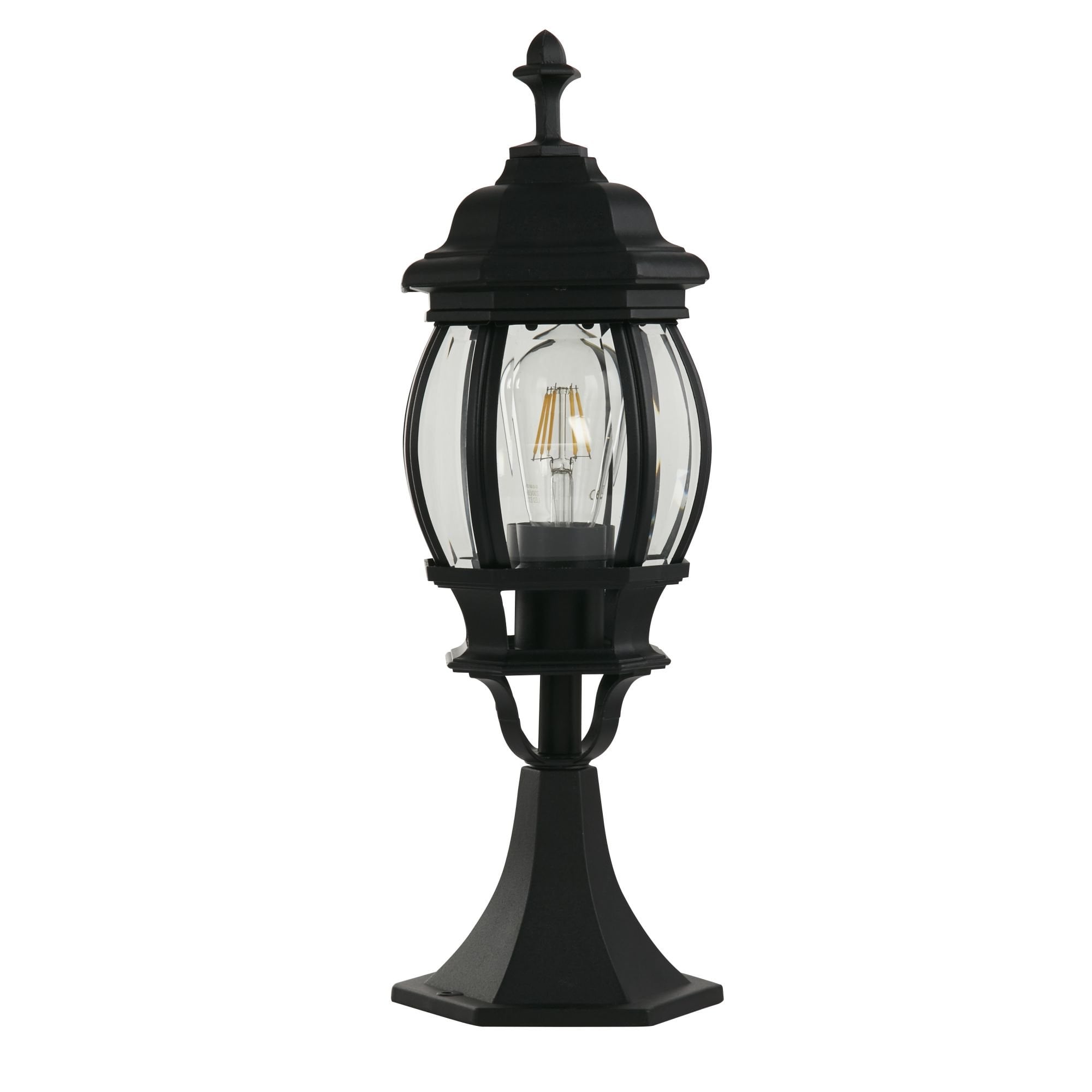 Searchlight Bartlett Outdoor Post 500mm - Black & Clear Glass