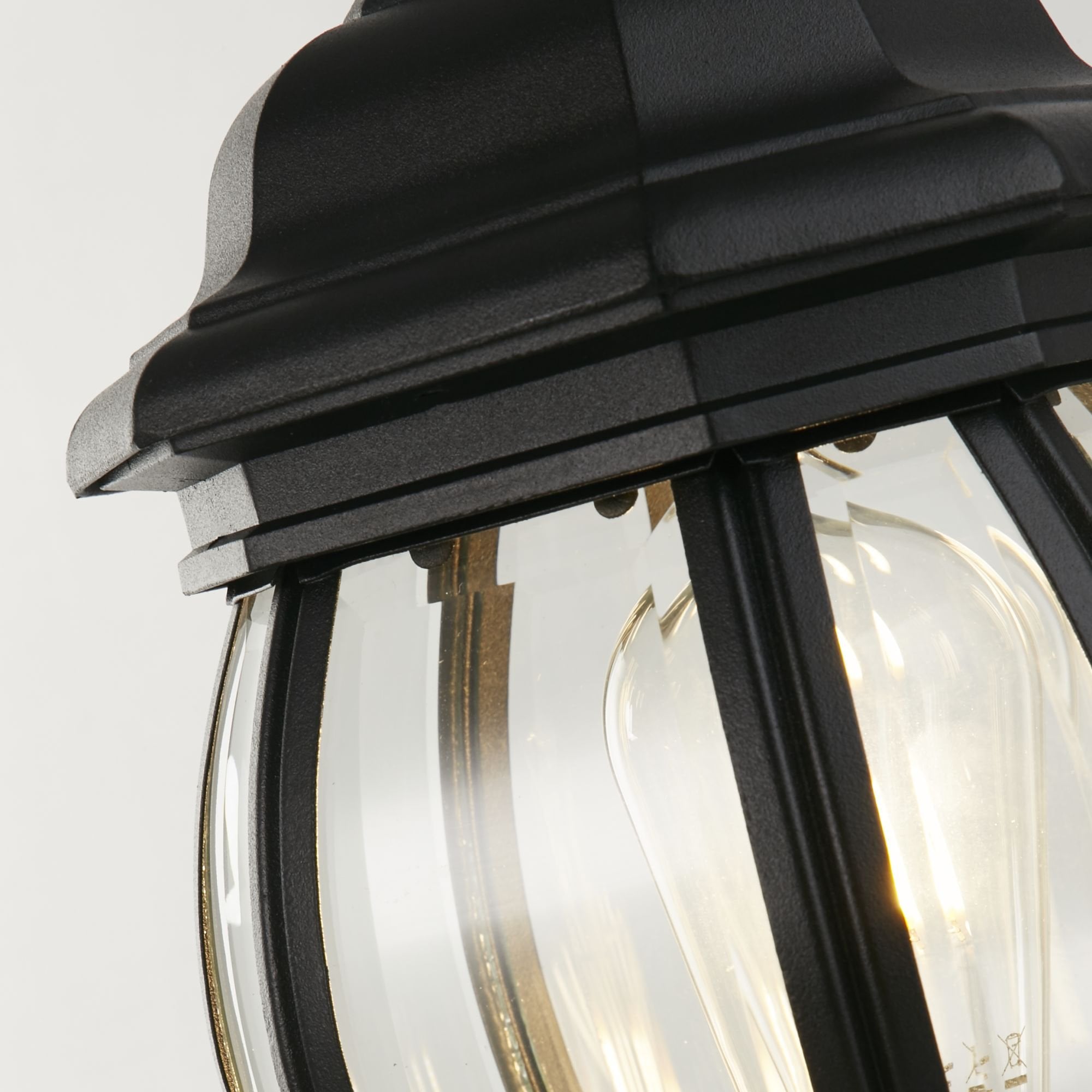 Searchlight Bartlett Outdoor Post 500mm - Black & Clear Glass