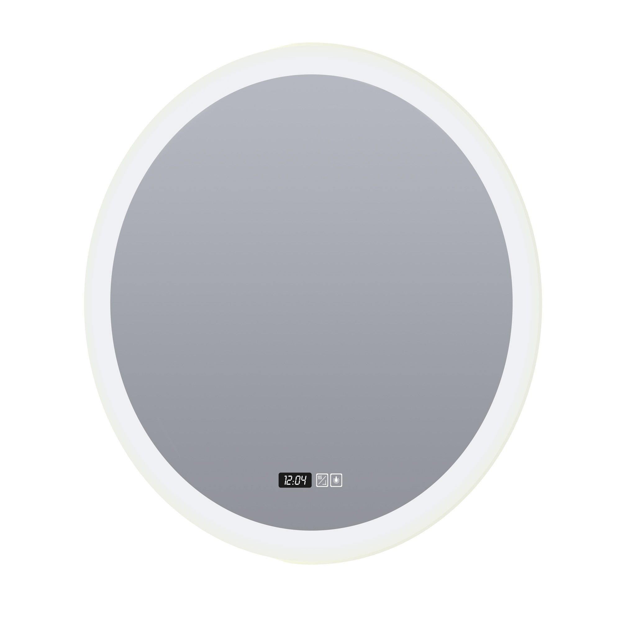 Searchlight Round Bathroom Mirror - Digital Clock & Demister