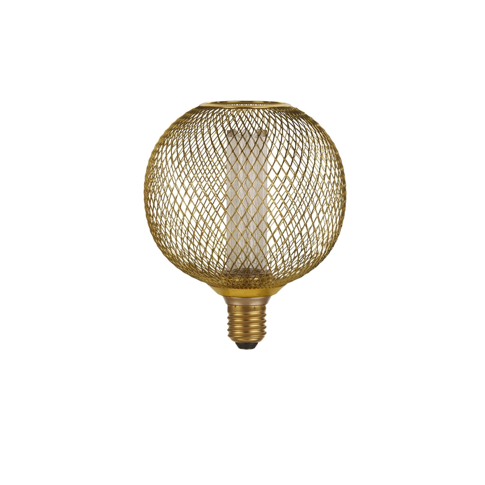 Searchlight E27 LED 3.5W Wire Mesh Effect Globe Lamp - 1800K - Dimmable - Gold Metal