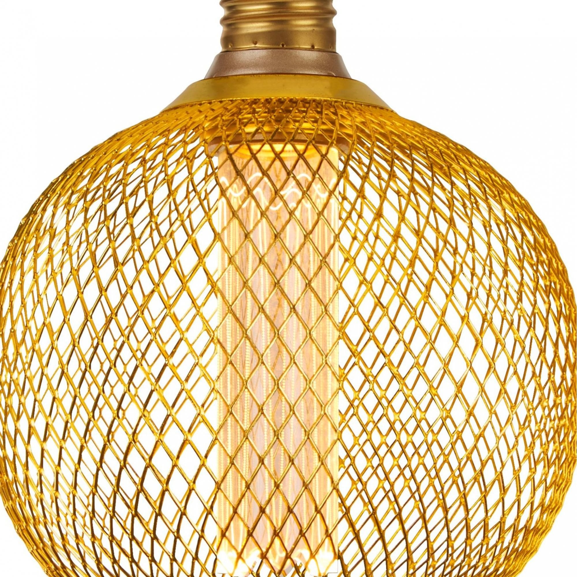 Searchlight E27 LED 3.5W Wire Mesh Effect Globe Lamp - 1800K - Dimmable - Gold Metal