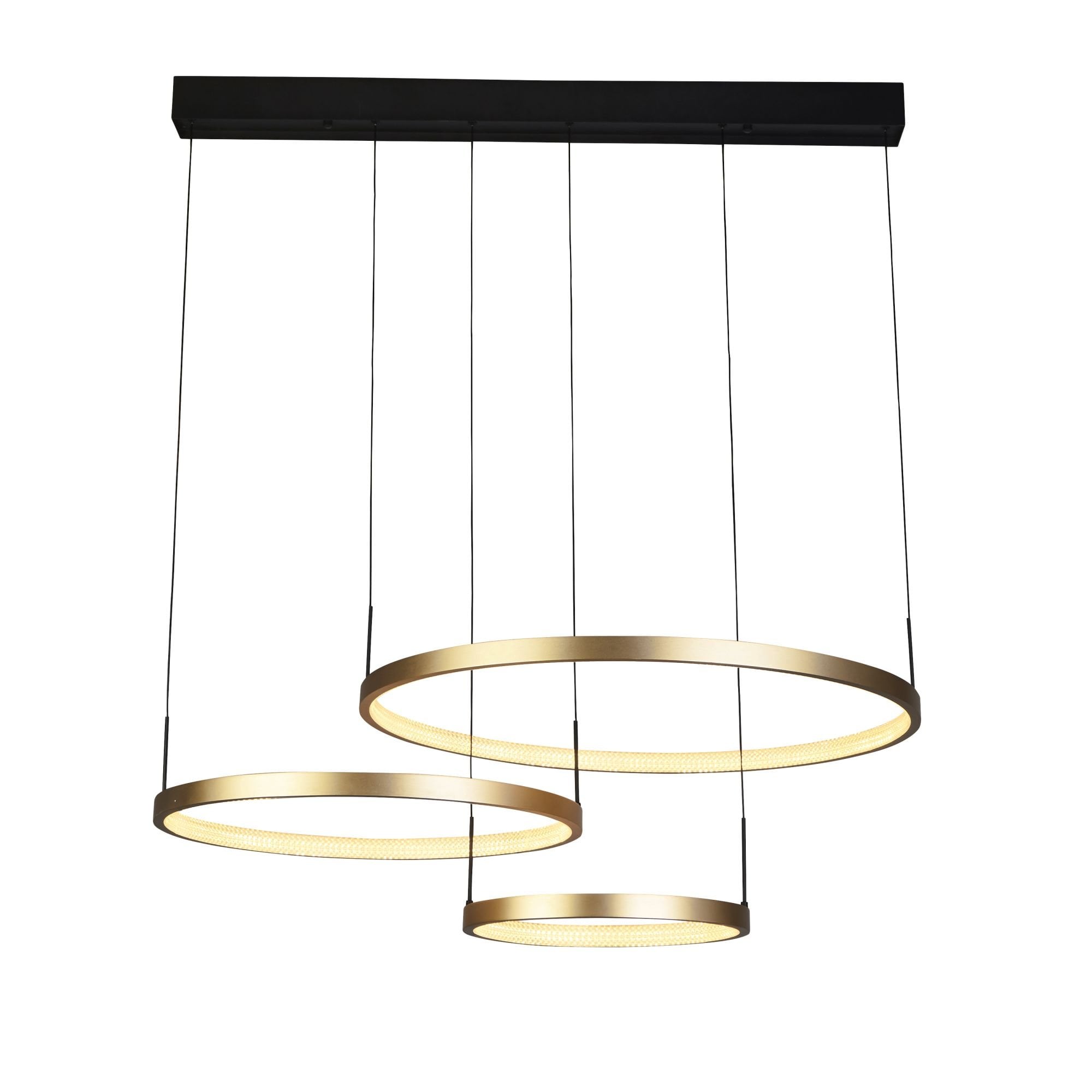 Searchlight Gilbert 3 Ring Pendant - Black & Gold Metal