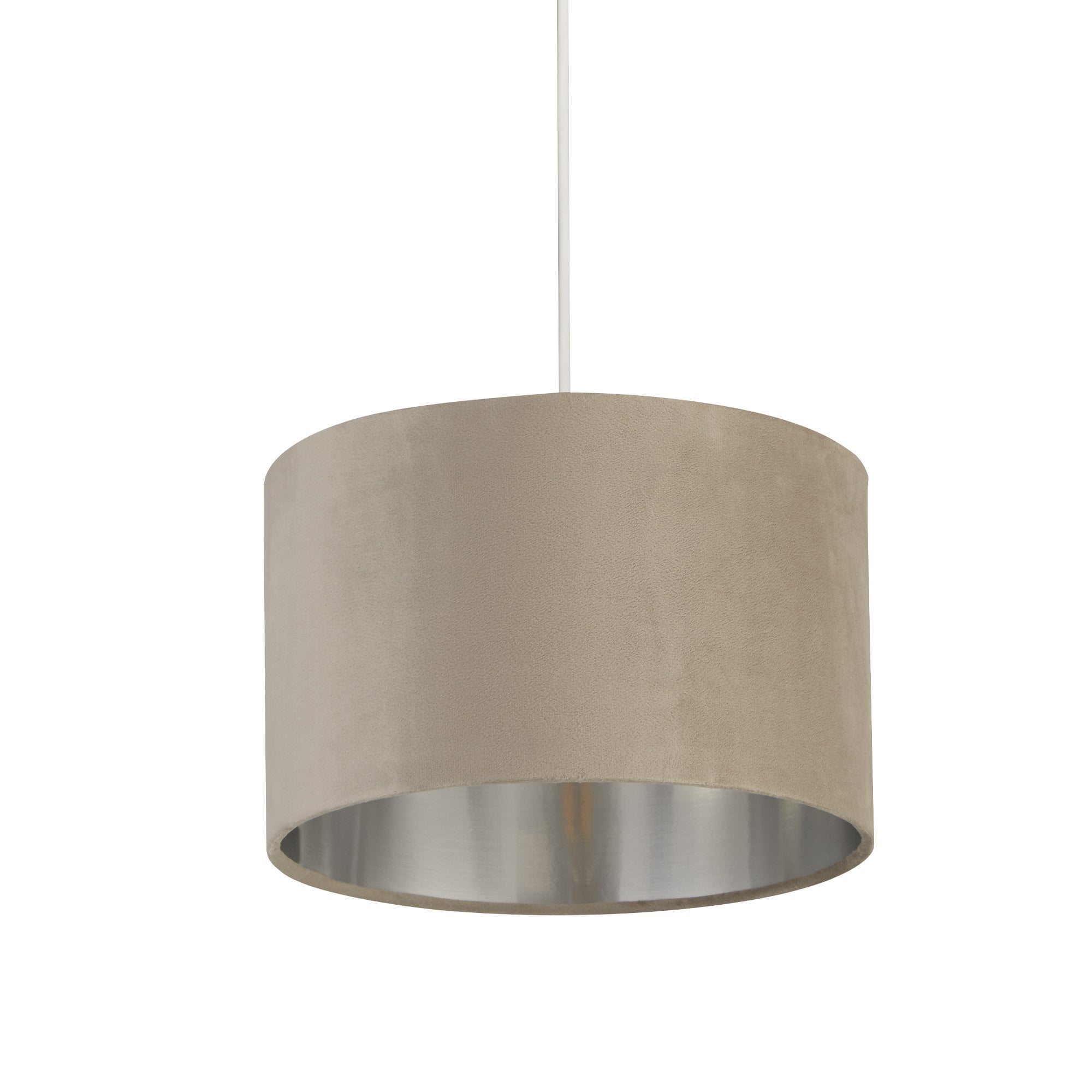 Searchlight Drum Shade - 28cm - Taupe Velvet with Silver Inner - Shade Only