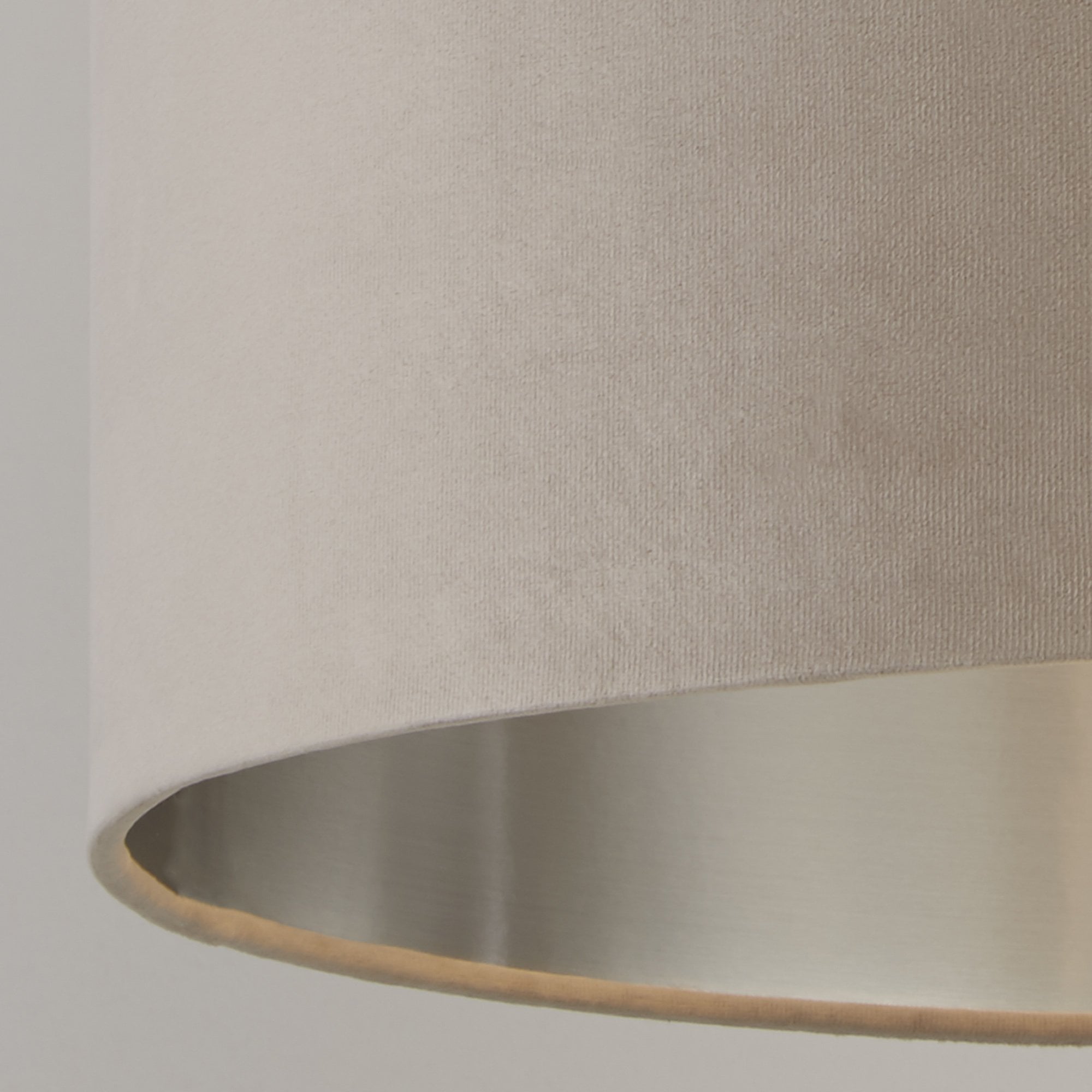 Searchlight Drum Shade - 28cm - Taupe Velvet with Silver Inner - Shade Only