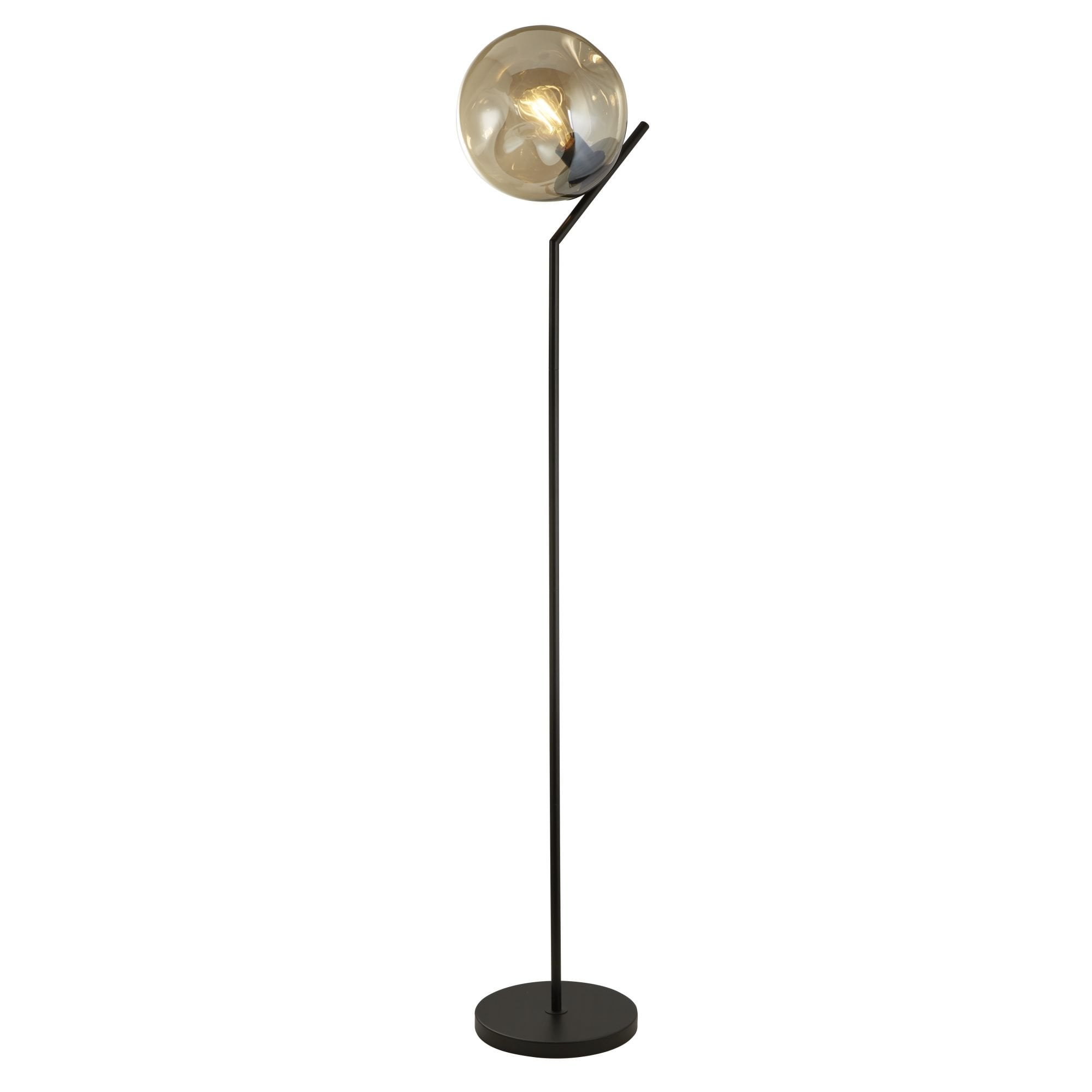 Searchlight Phoebe Floor Lamp - Black Metal & Champagne Phoebeed Glass