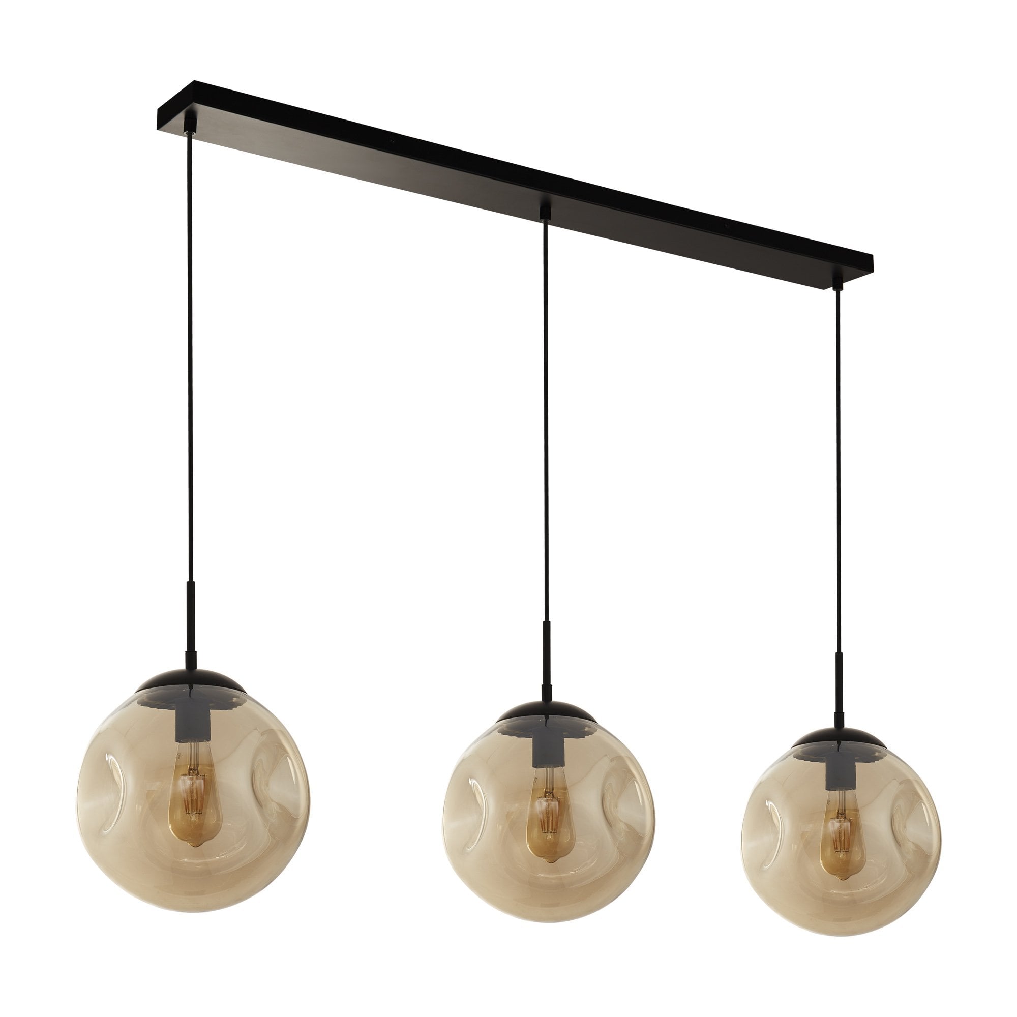 Searchlight Phoebe 3 Light Bar Pendant - Black Metal & Champagne Phoebeed Glass