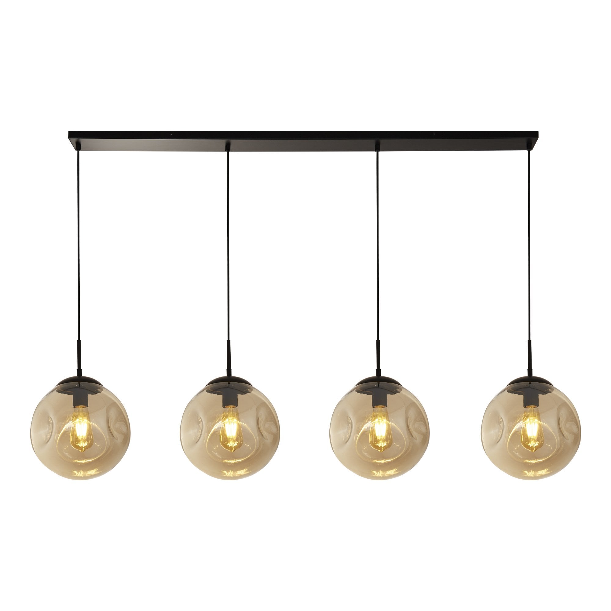 Searchlight Phoebe 4 Light Bar Pendant - Black Metal & Champagne Phoebeed Glass