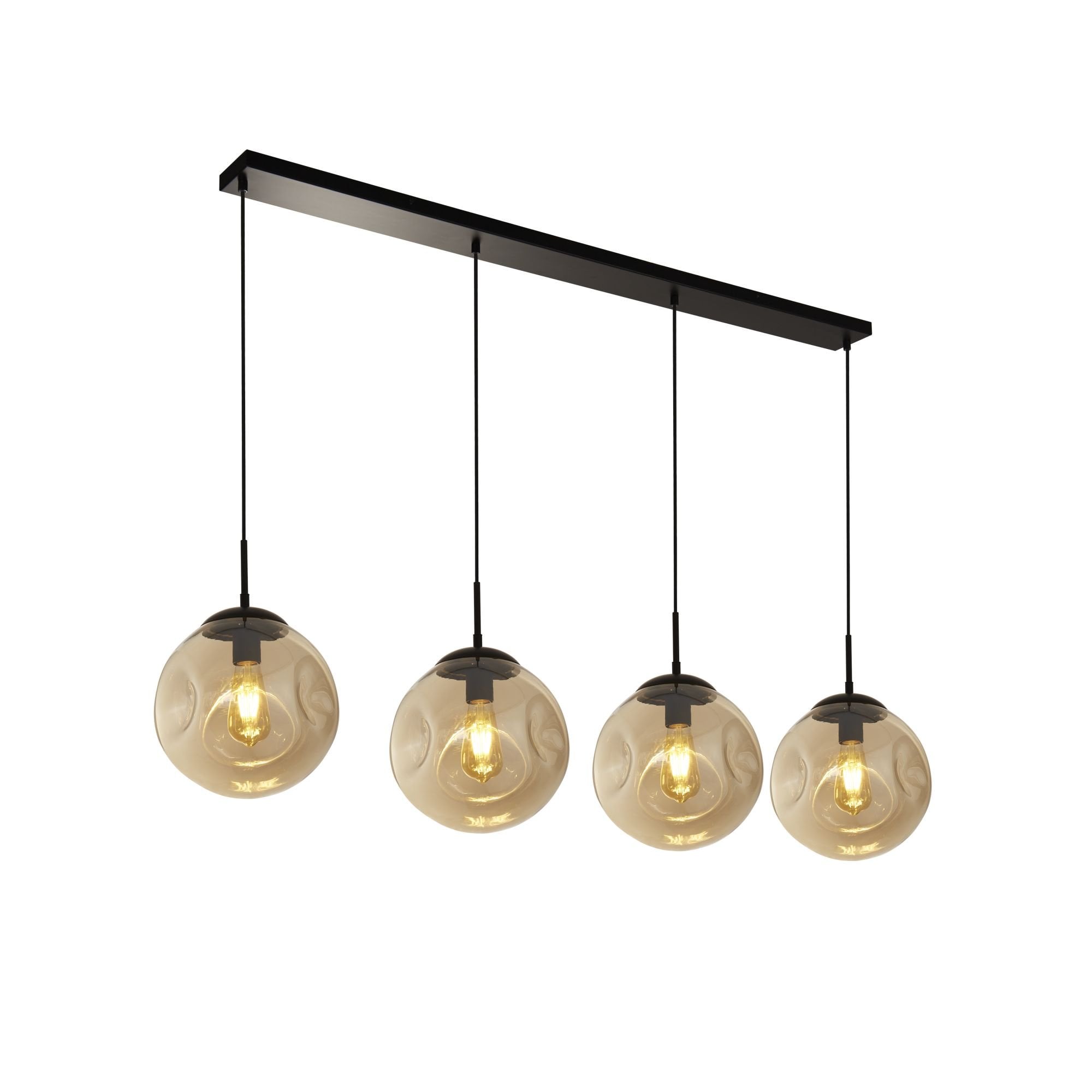 Searchlight Phoebe 4 Light Bar Pendant - Black Metal & Champagne Phoebeed Glass