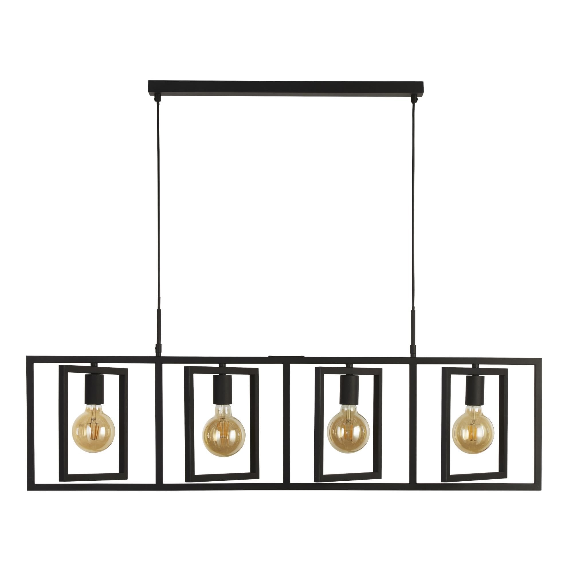 Searchlight Pickwick 4 Light Pendant - Matt Black Metal