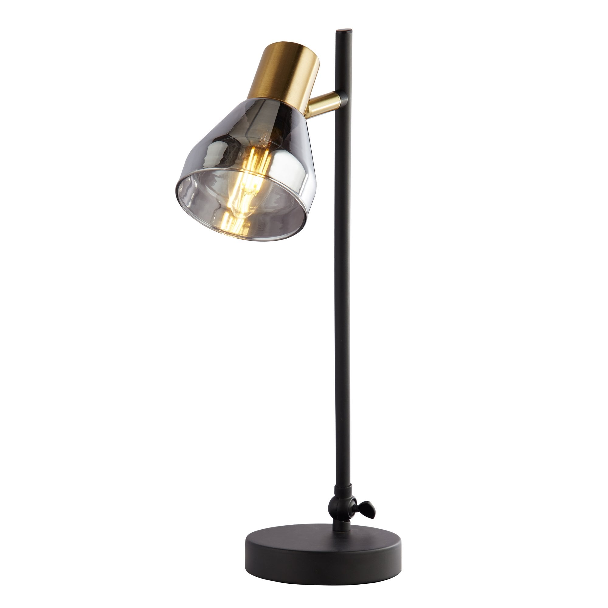 Searchlight Westfield Table Lamp - Black, Satin Brass Metal & Smoked