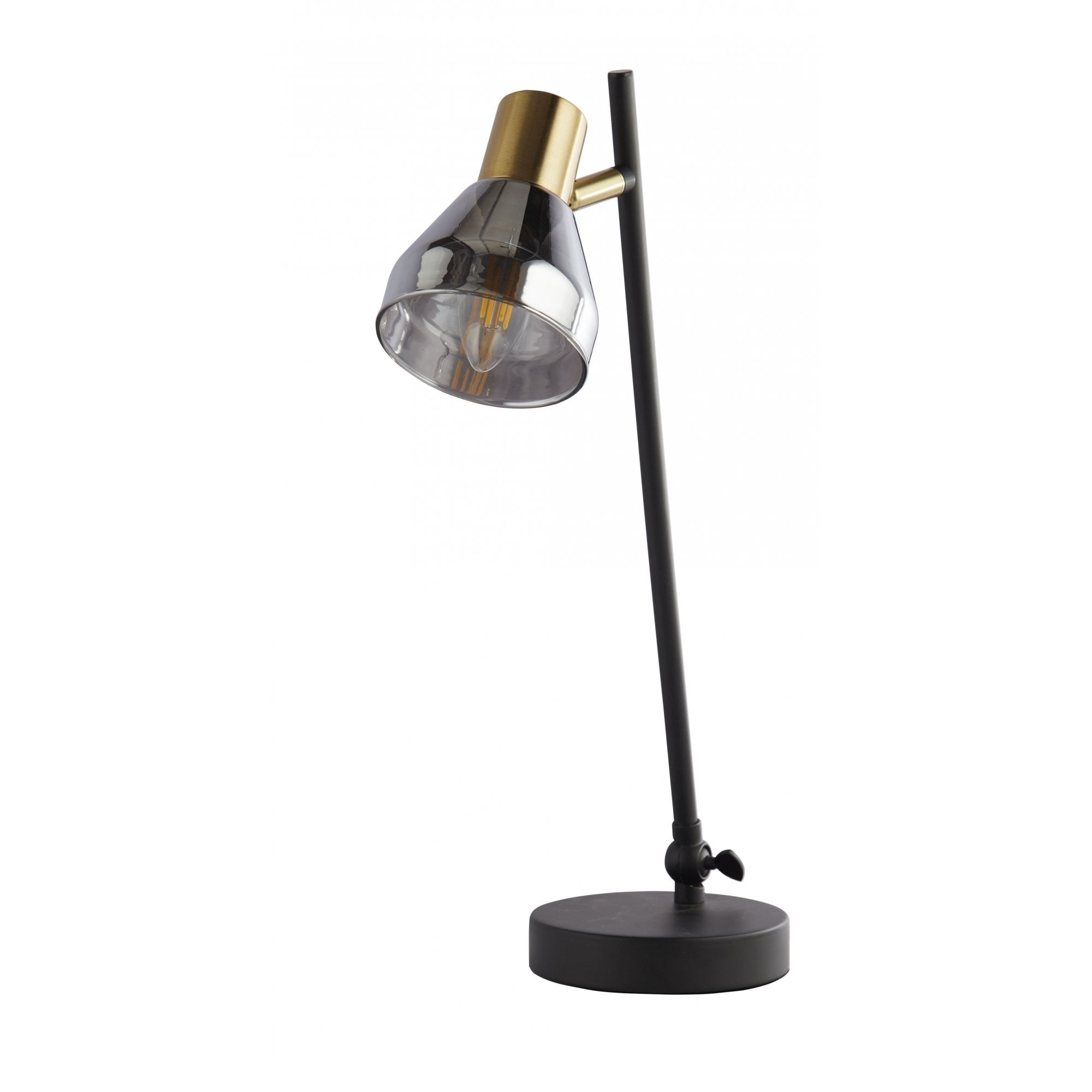 Searchlight Westfield Table Lamp - Black, Satin Brass Metal & Smoked