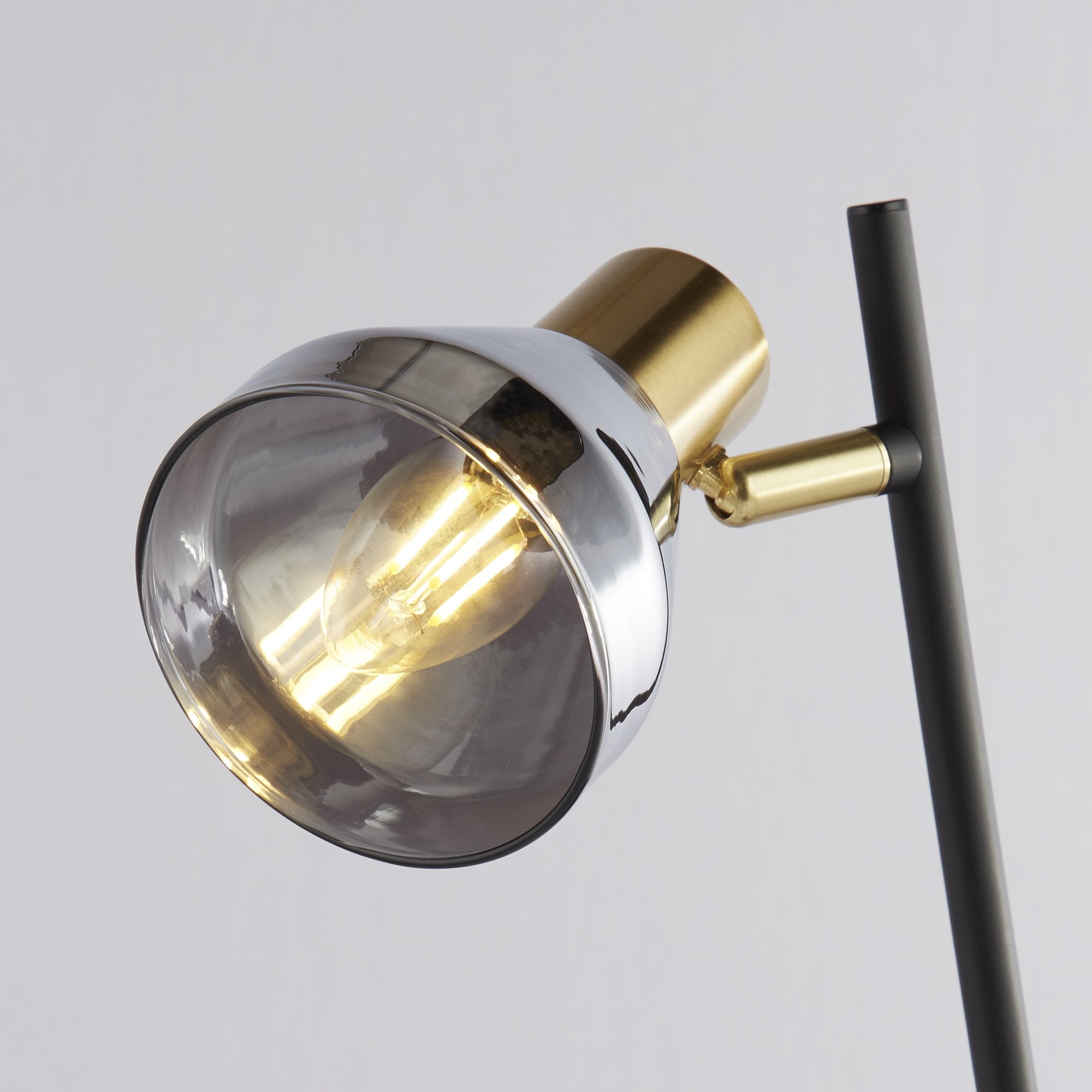 Searchlight Westfield Table Lamp - Black, Satin Brass Metal & Smoked