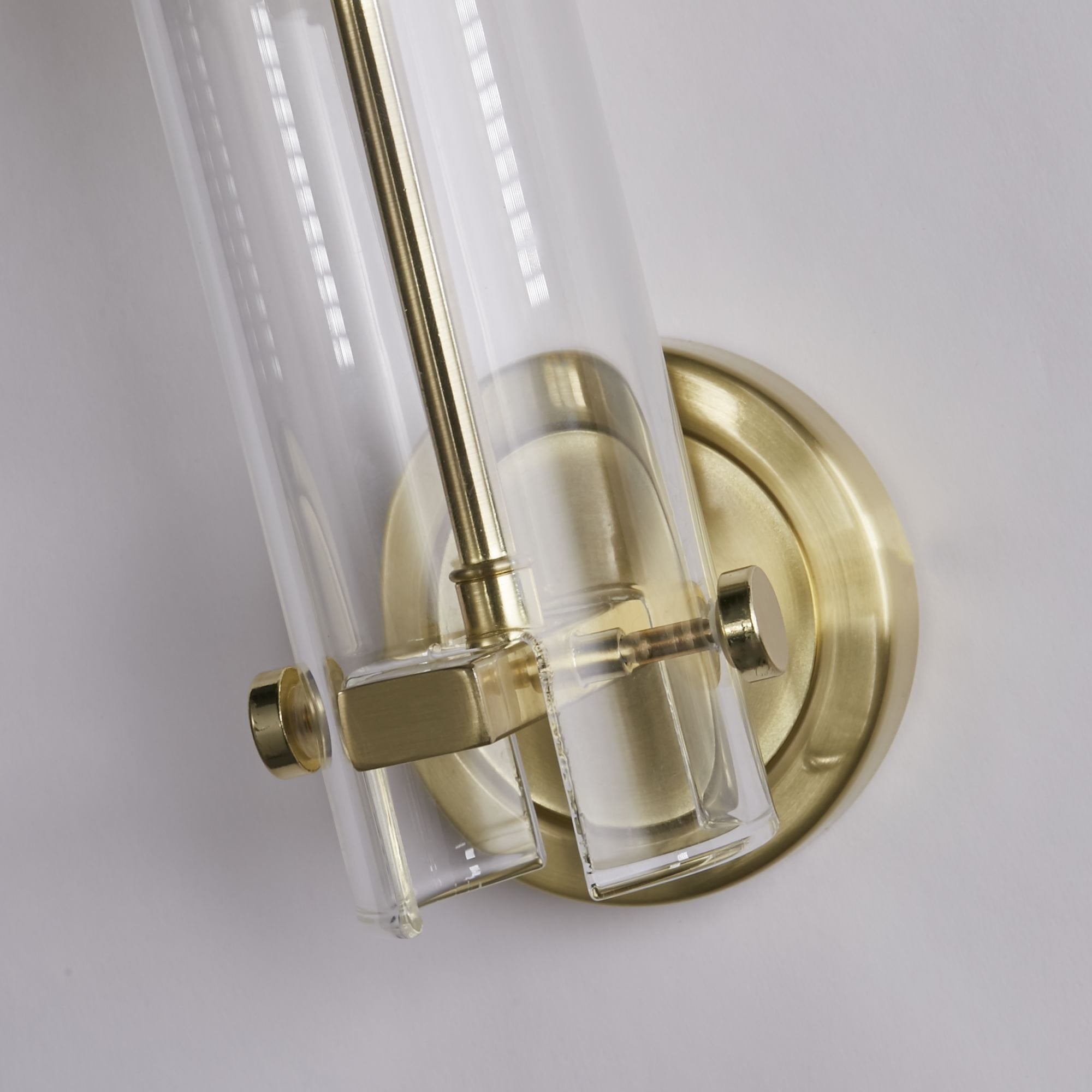 Searchlight Scholar Bathroom Wall Light - Satin Brass & Clear Etched Glass