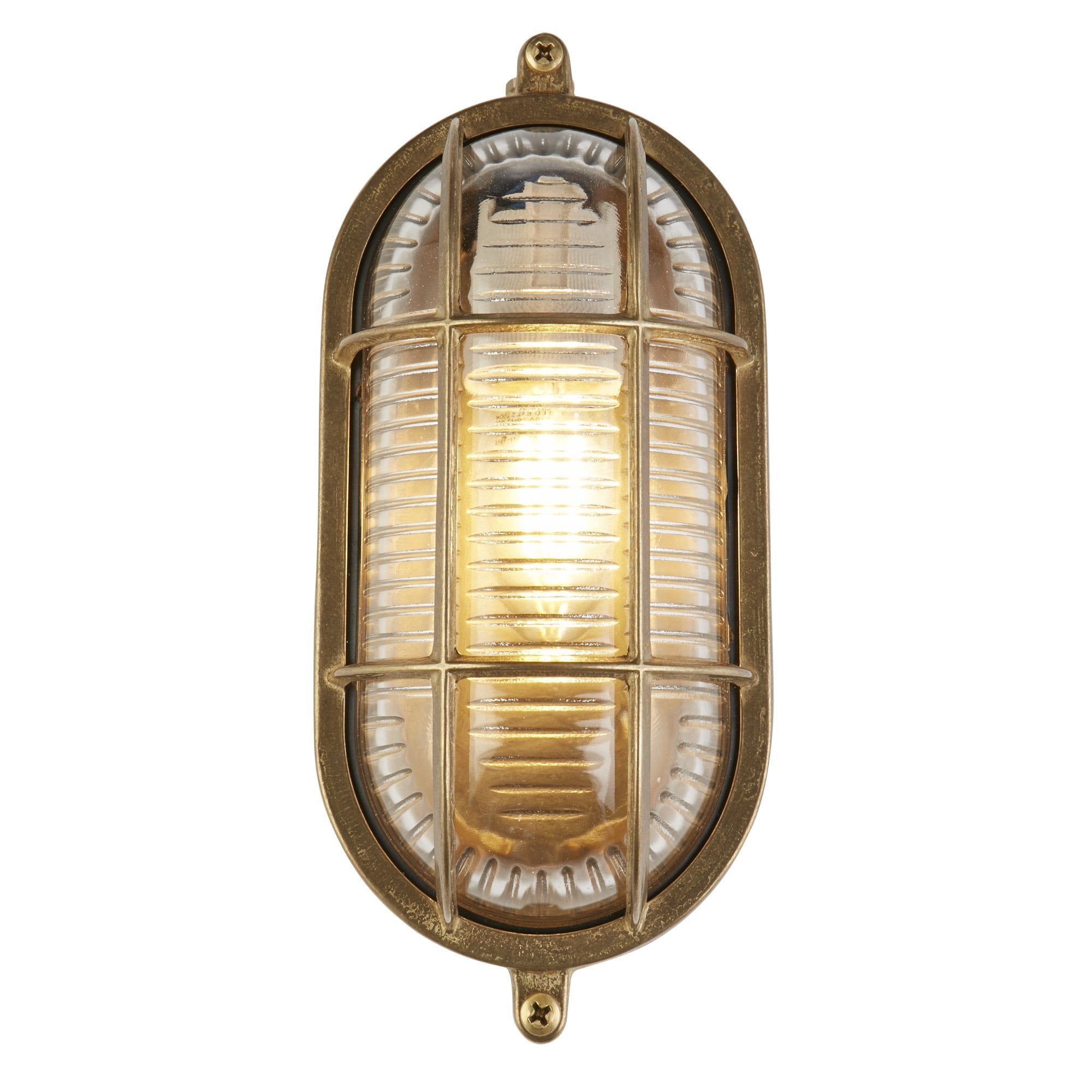 Searchlight Browside Oval Outdoor Light - Solid Brass & Ribbed Glass