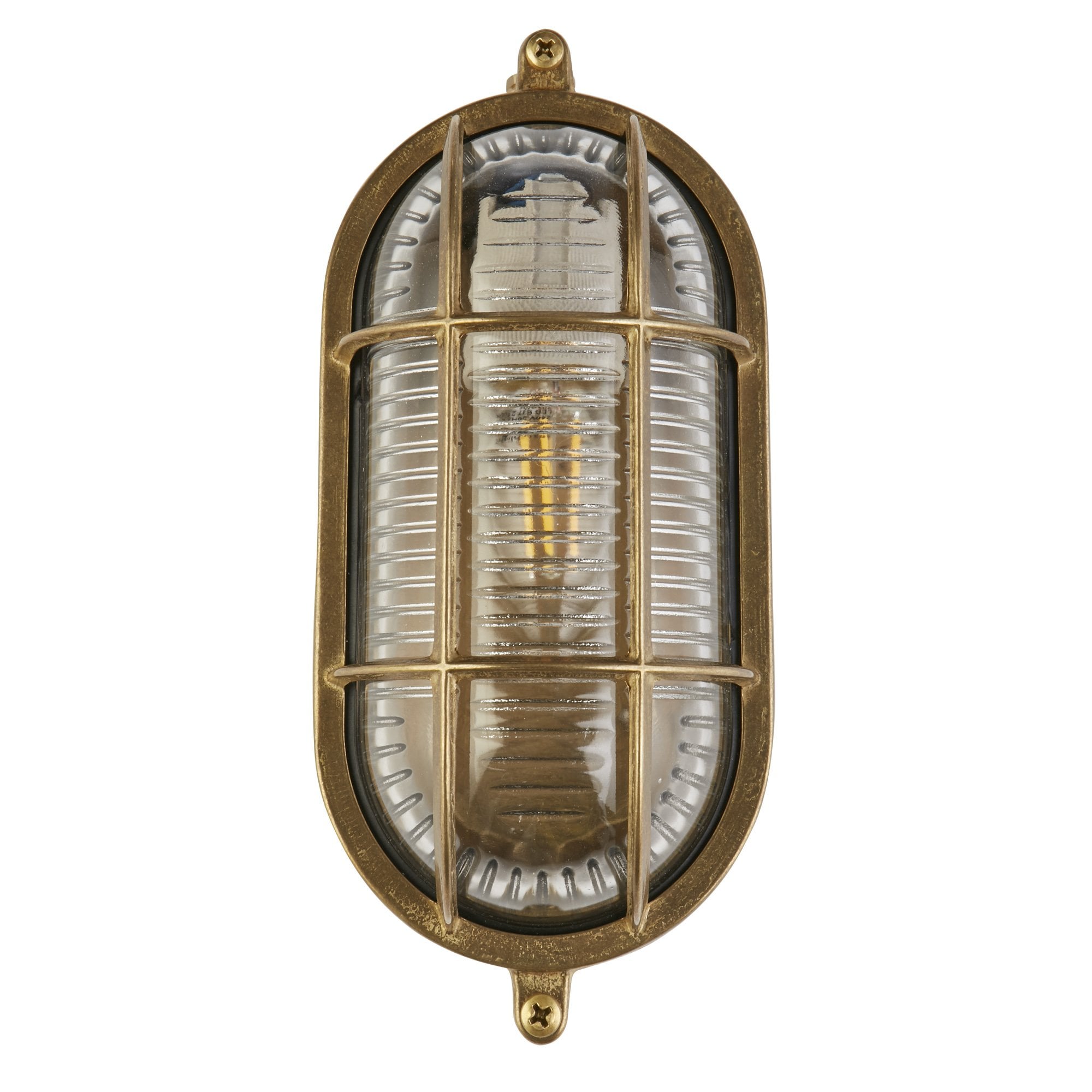Searchlight Browside Oval Outdoor Light - Solid Brass & Ribbed Glass