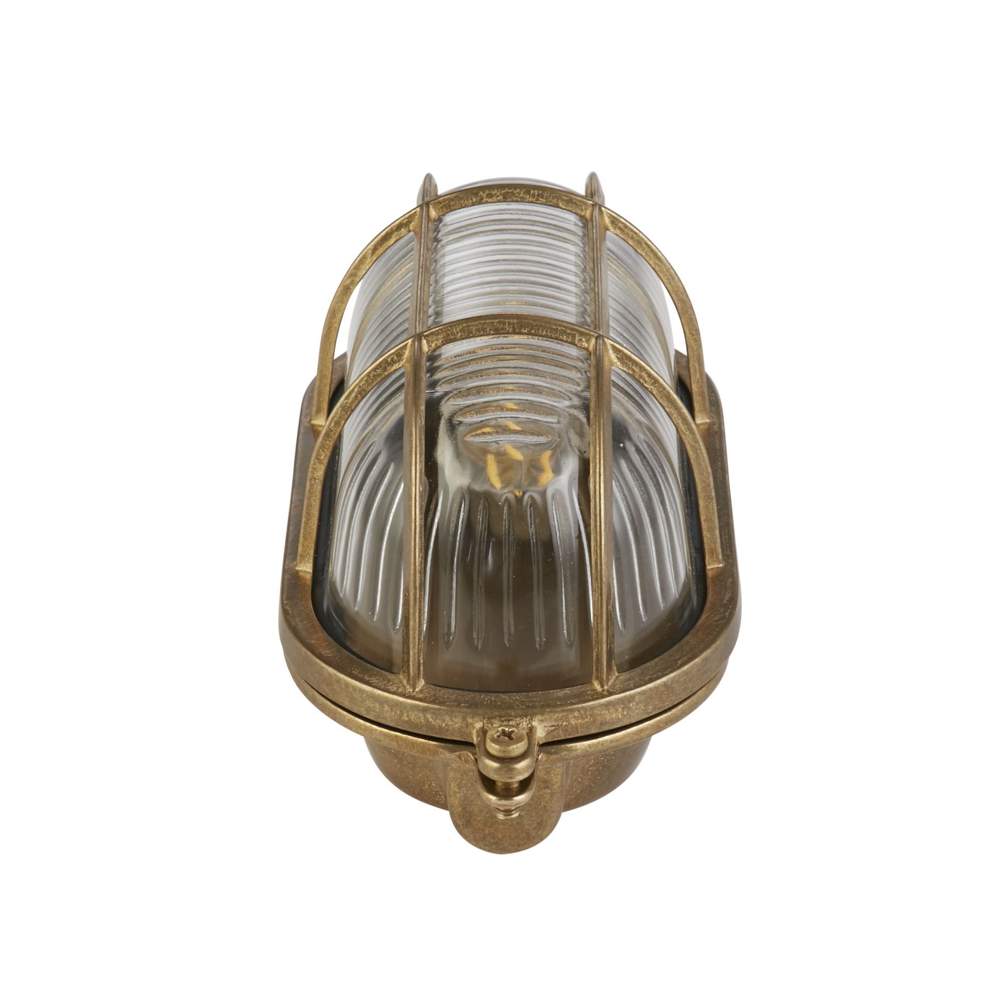 Searchlight Browside Oval Outdoor Light - Solid Brass & Ribbed Glass
