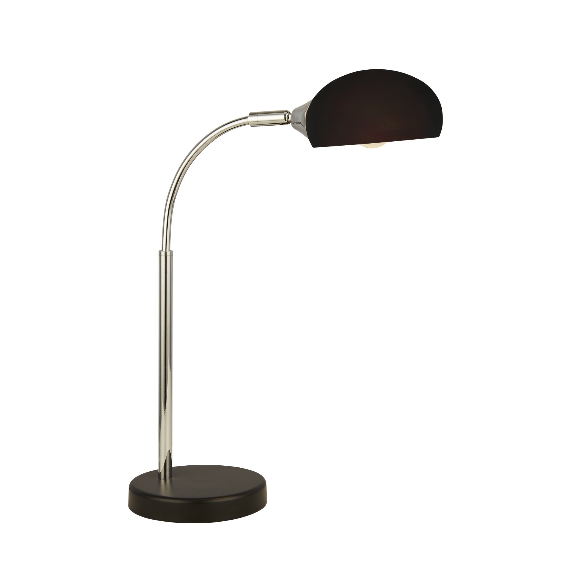 Searchlight Ashdale Table Lamp - Black & Chrome Metal & Black Glass Shade