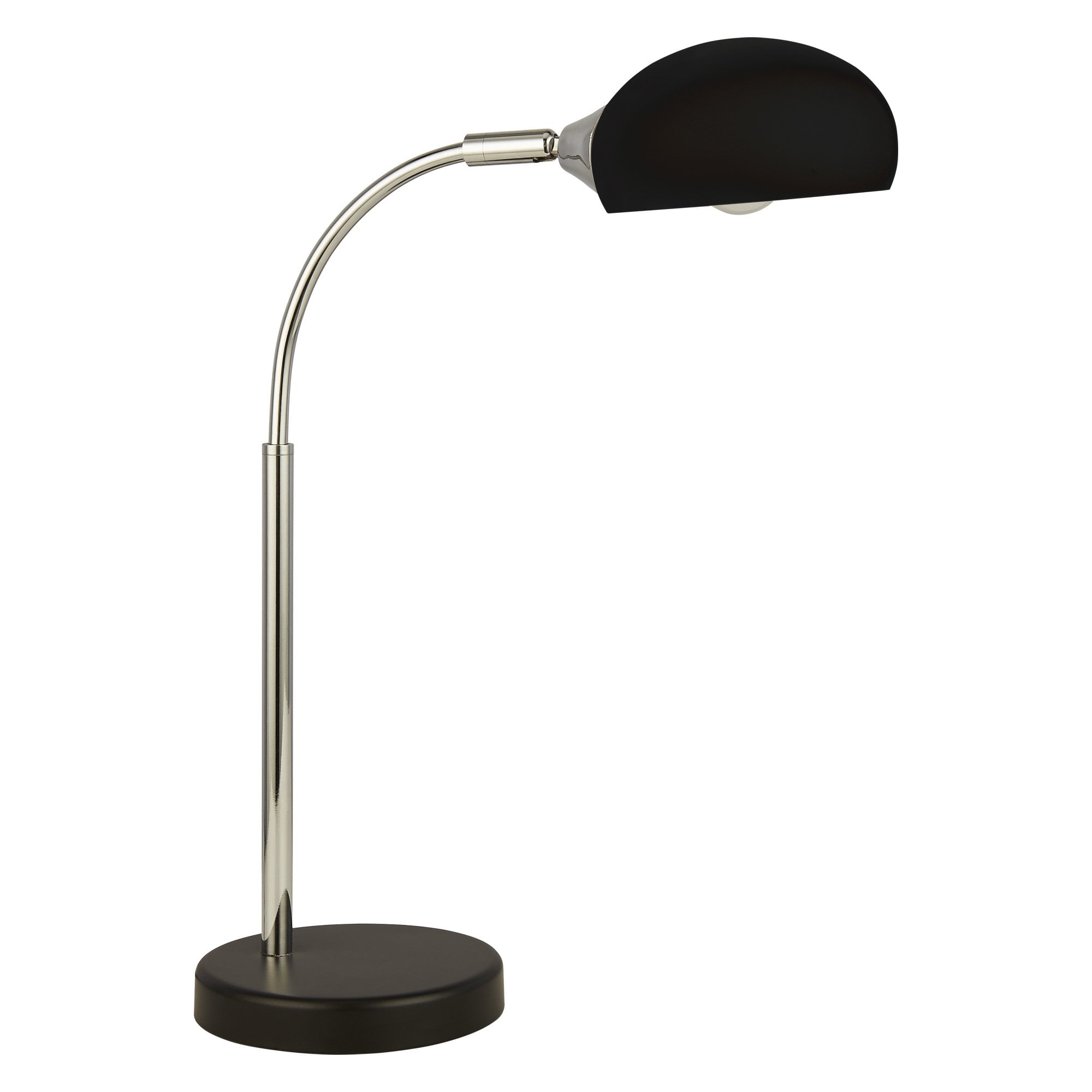 Searchlight Ashdale Table Lamp - Black & Chrome Metal & Black Glass Shade