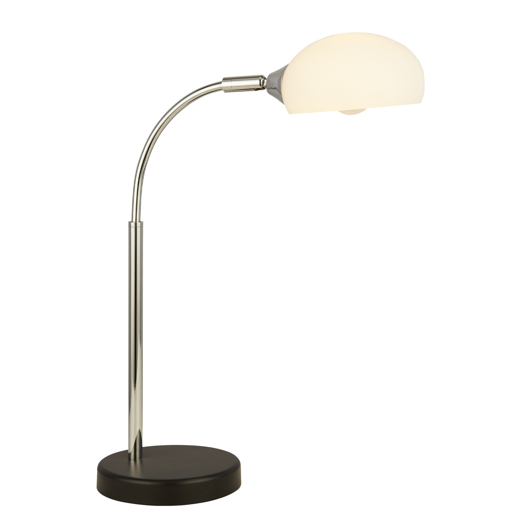 Searchlight Ashdale Table Lamp - Black & Chrome Metal & Opal Glass Shade