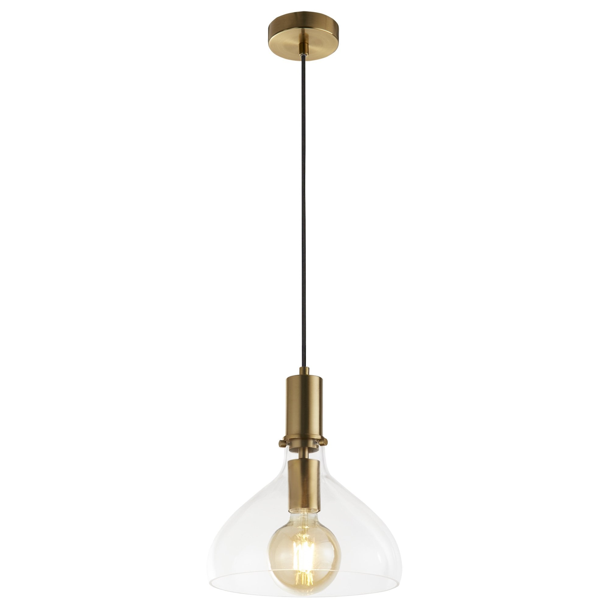 Searchlight Manesty Pendant - Brass Metal & Glass