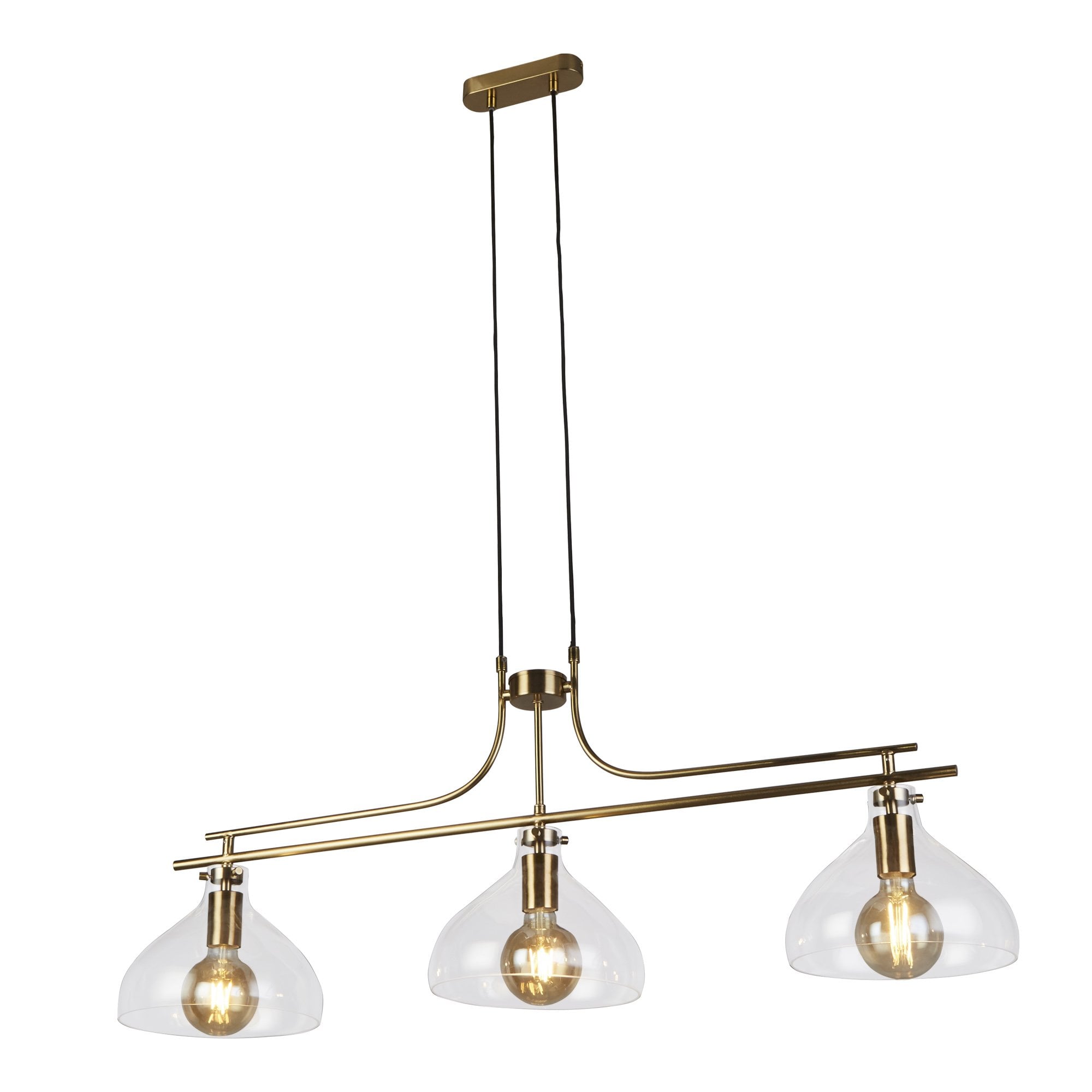 Searchlight Manesty 3 Light Bar Pendant - Brass Metal & Glass