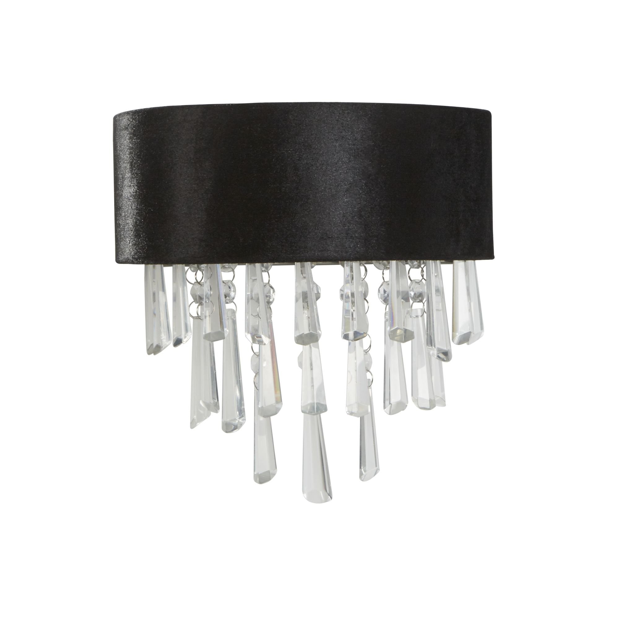 Searchlight Geneva 2 Light Wall Light - Black Velvet & Clear Crystal