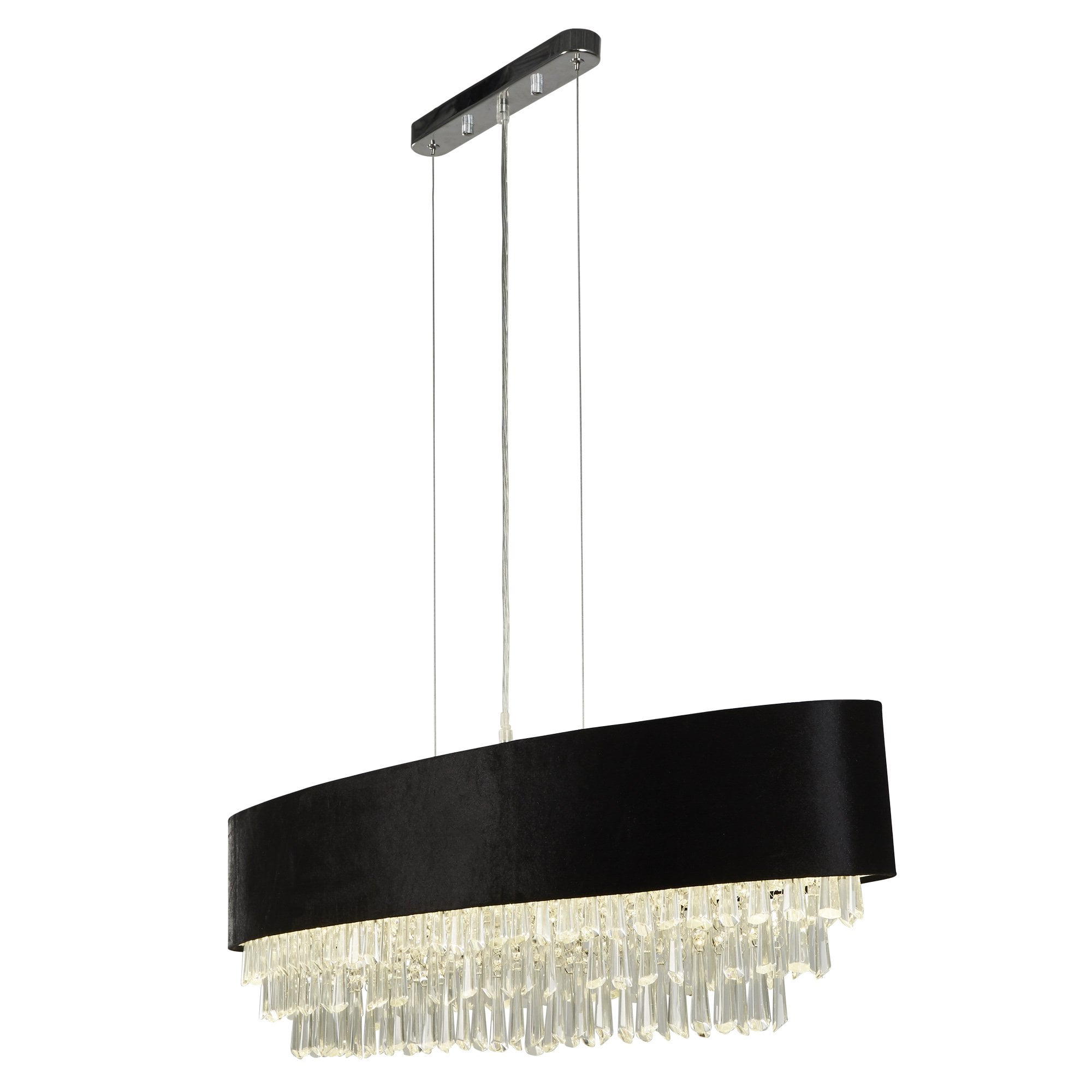 Searchlight Geneva 8 Light Oval Pendant - Black Velvet & Clear Crystal