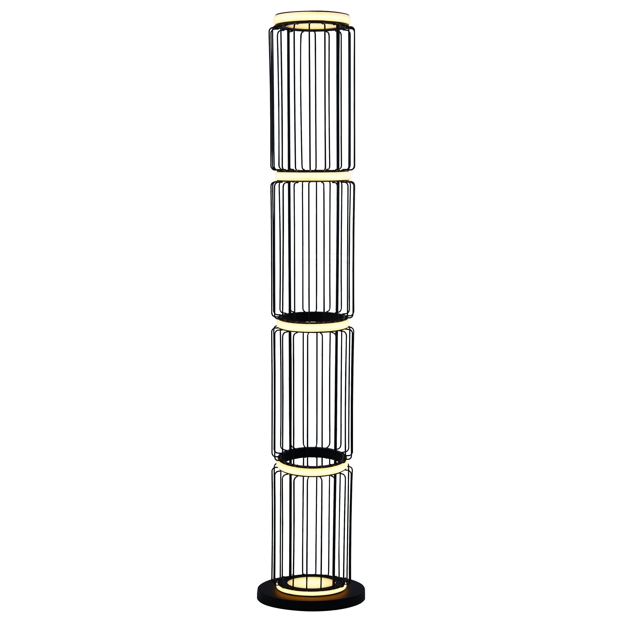 Searchlight Canova Cage Floor Lamp - Black & White Silicon