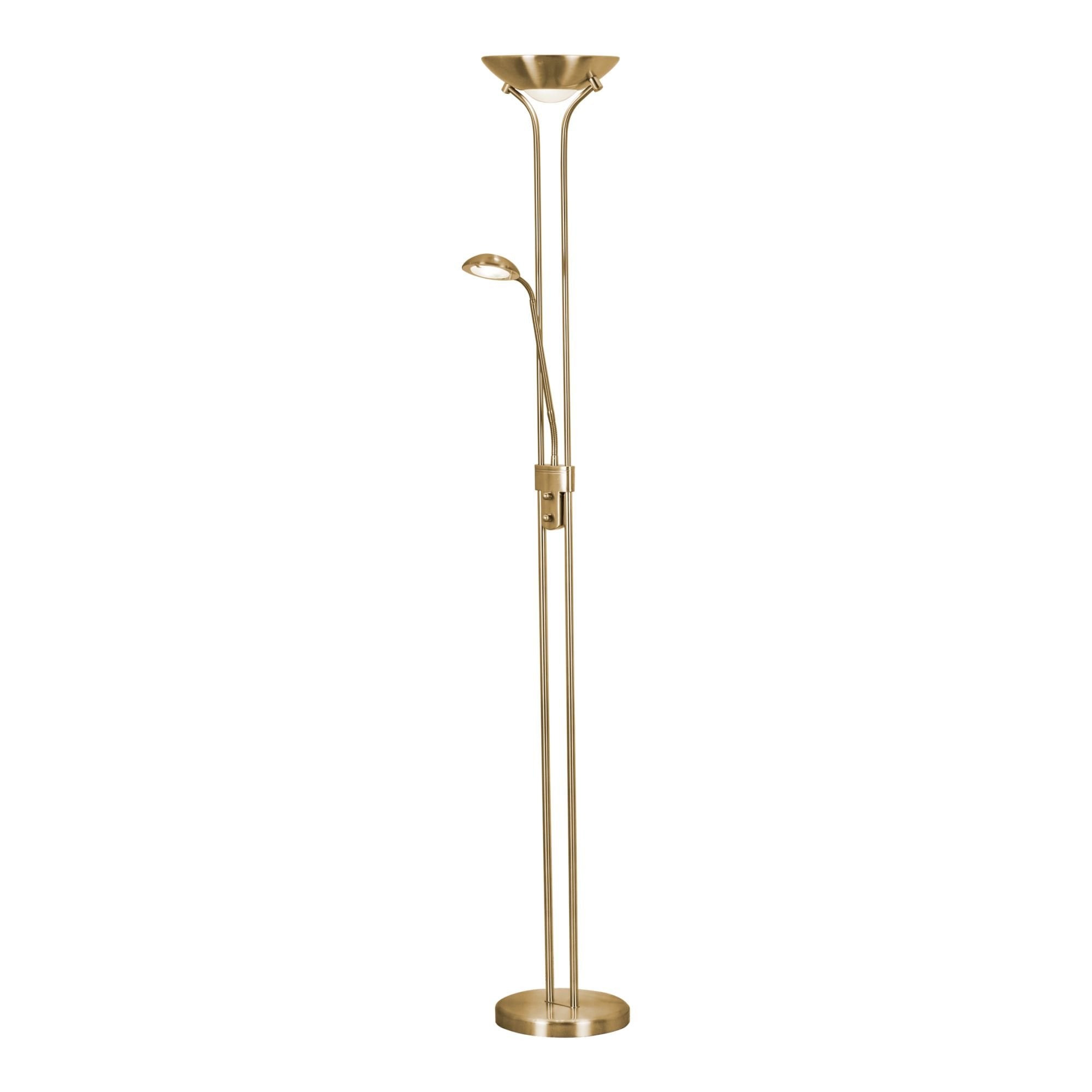 Searchlight Merlin Mother & Child LED Dimmable Floor Lamp - Satin Brass