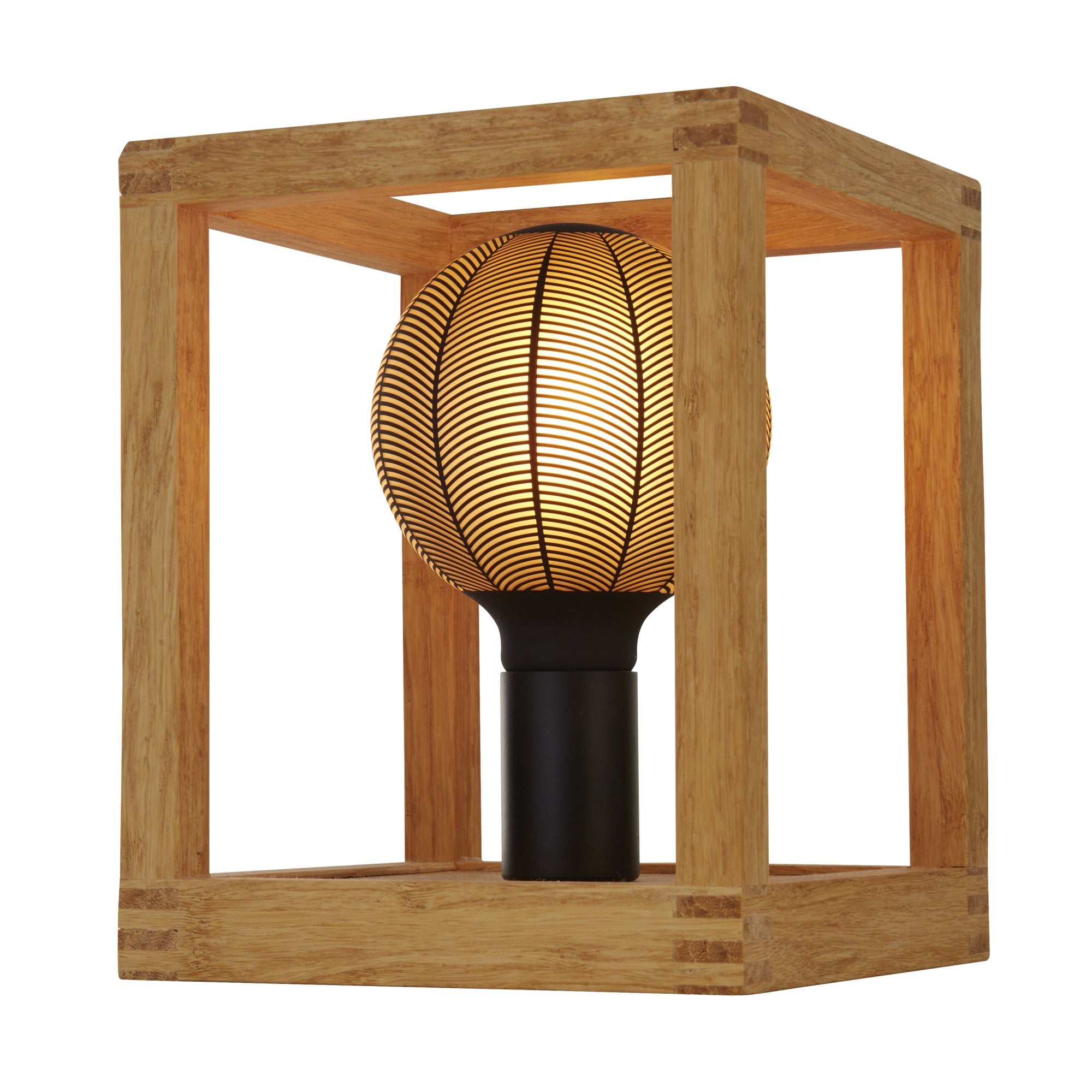 Searchlight Soho Table Lamp - Natural Wood & Black