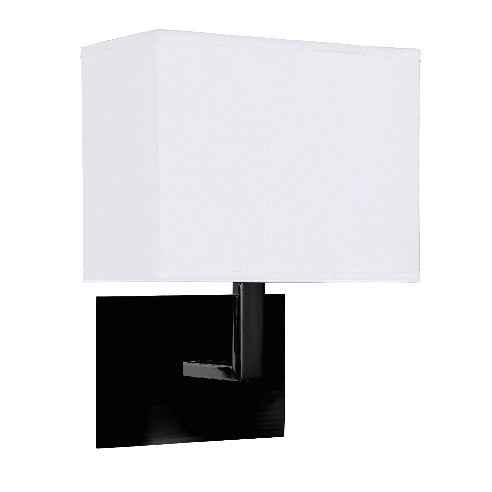 Searchlight Hardy Wall Light - Matt Black & White Fabric Shade