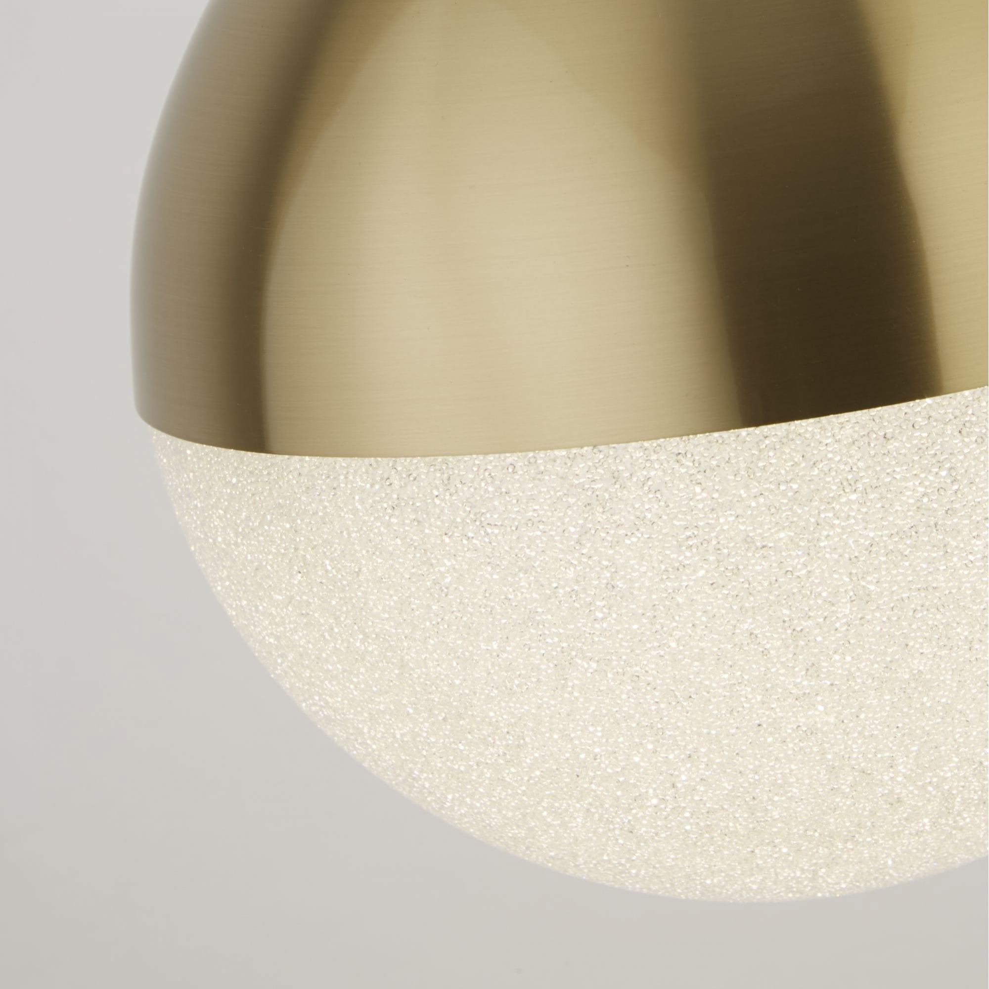 Searchlight Malta LED Pendant - Satin Brass & Crushed Ice Shade