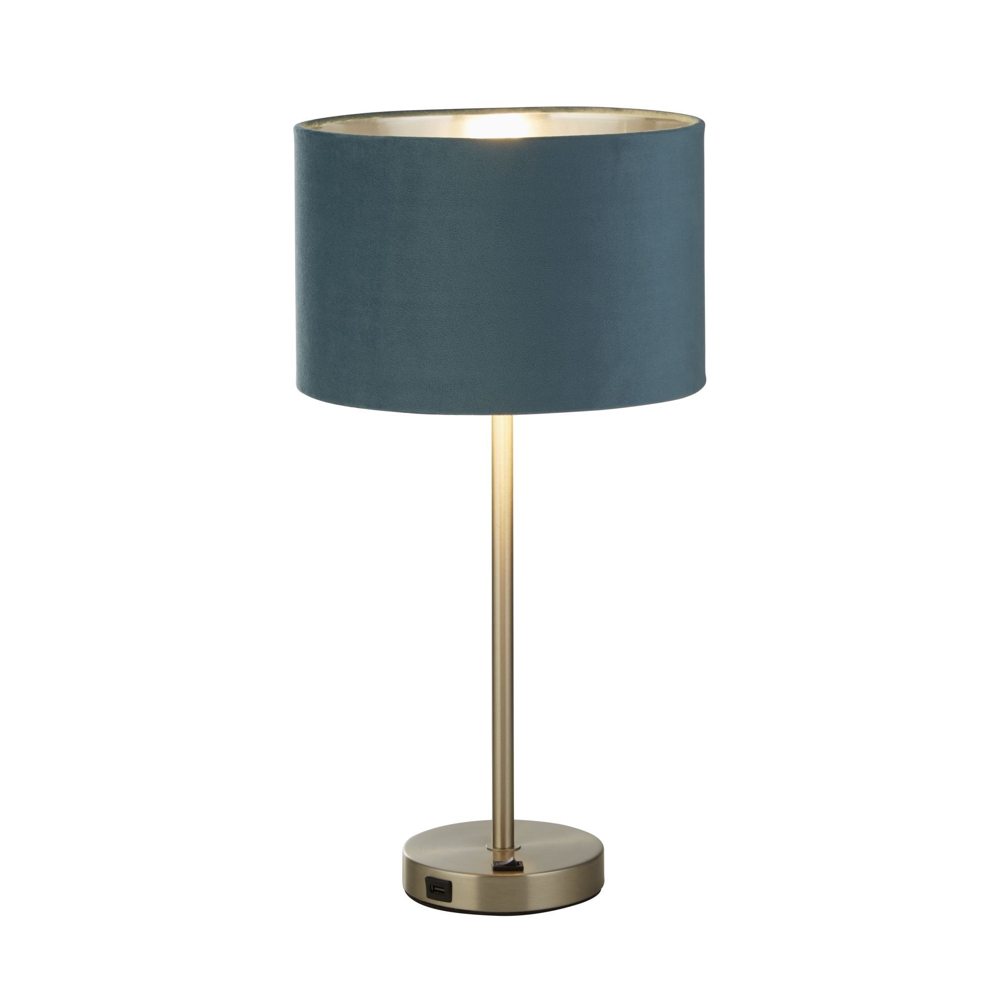 Searchlight Fairview USB Table Lamp Base - Satin Nickel - Base Only