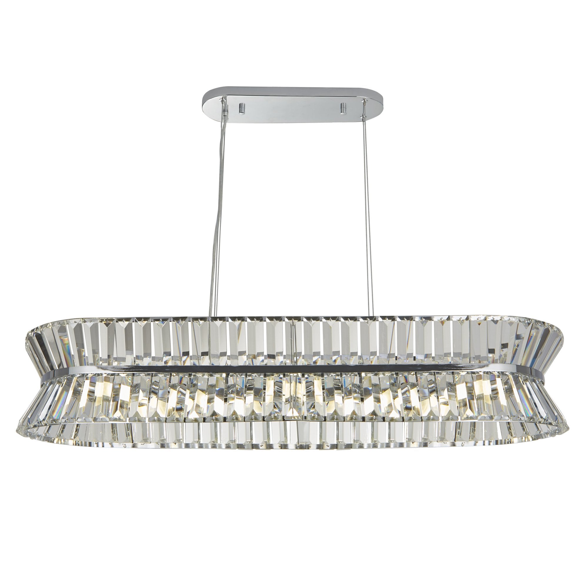 Searchlight Tetlow 10 Light Oval Pendant - Chrome & Clear Crystal