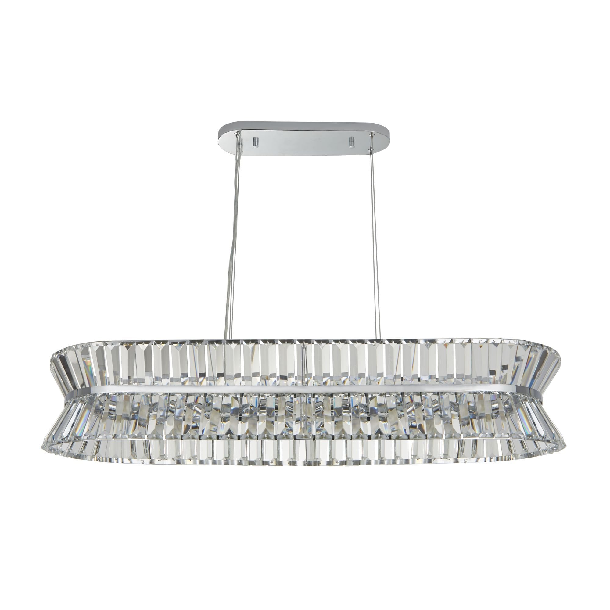 Searchlight Tetlow 10 Light Oval Pendant - Chrome & Clear Crystal