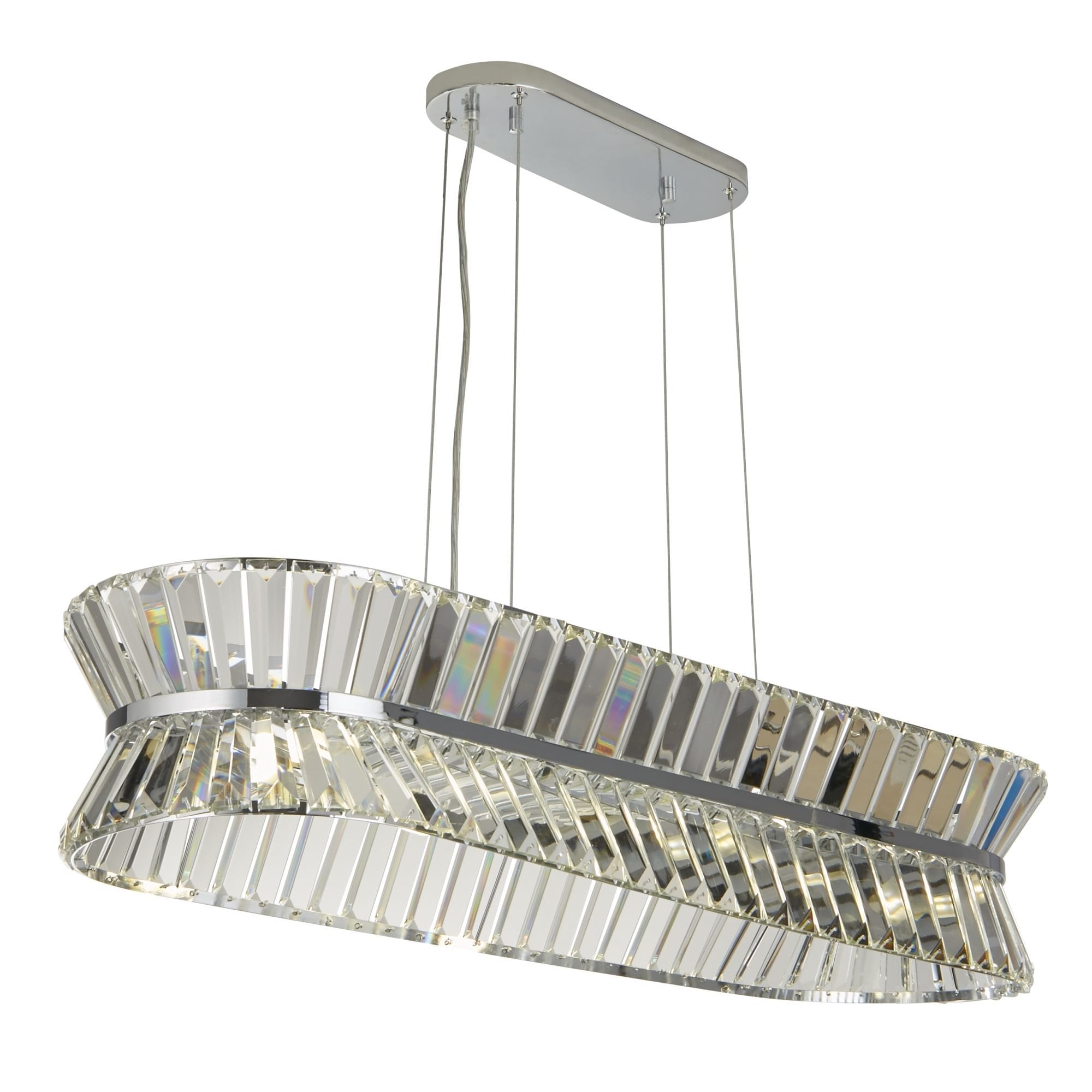 Searchlight Tetlow 10 Light Oval Pendant - Chrome & Clear Crystal