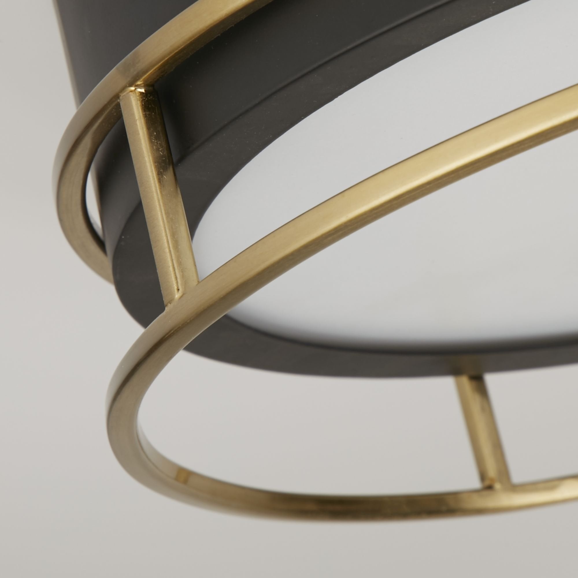 Searchlight Peel 2 Light Flush - Black, Brass & Frosted Glass