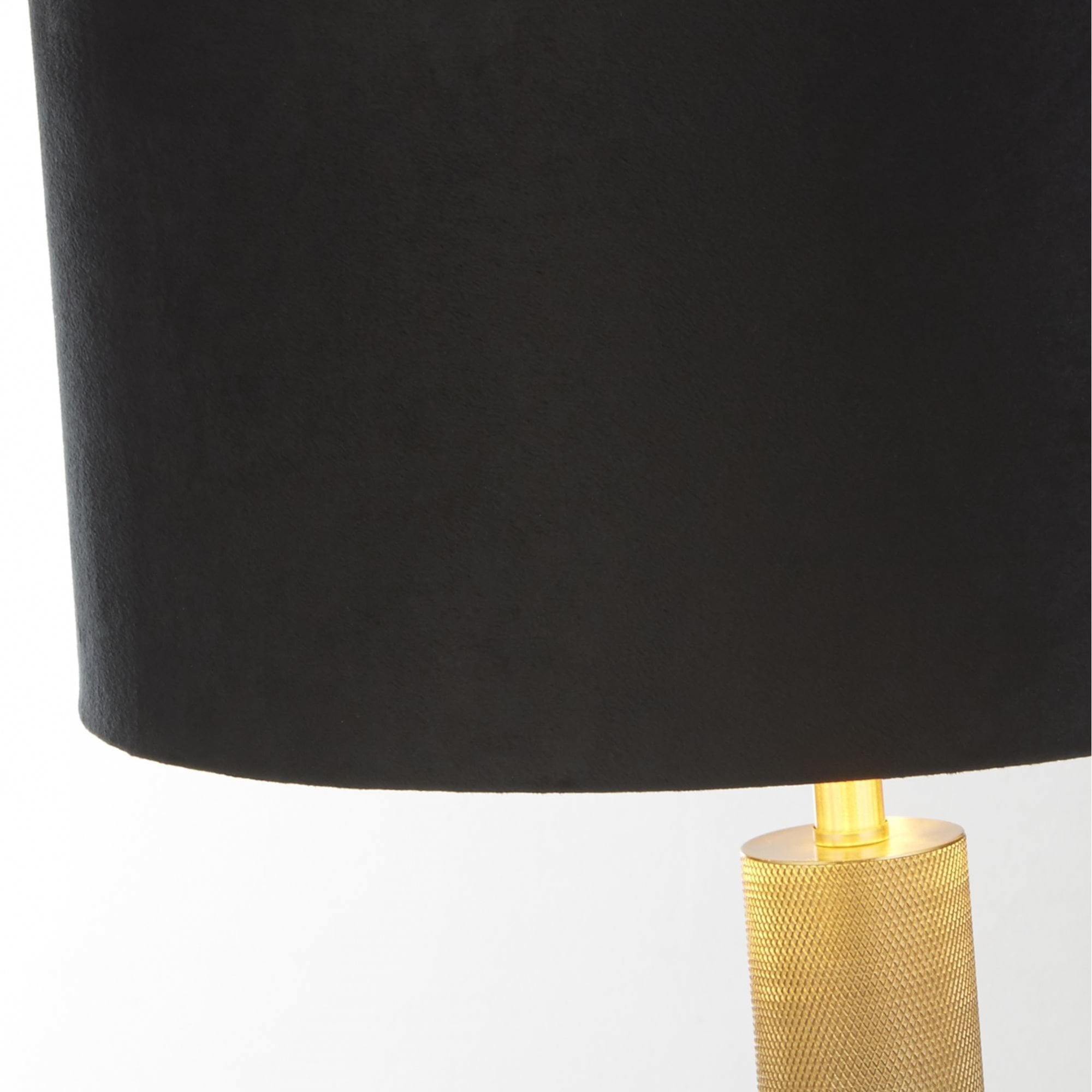 Searchlight Latimer Table Lamp - Knurled Brass & Black Velvet Shade