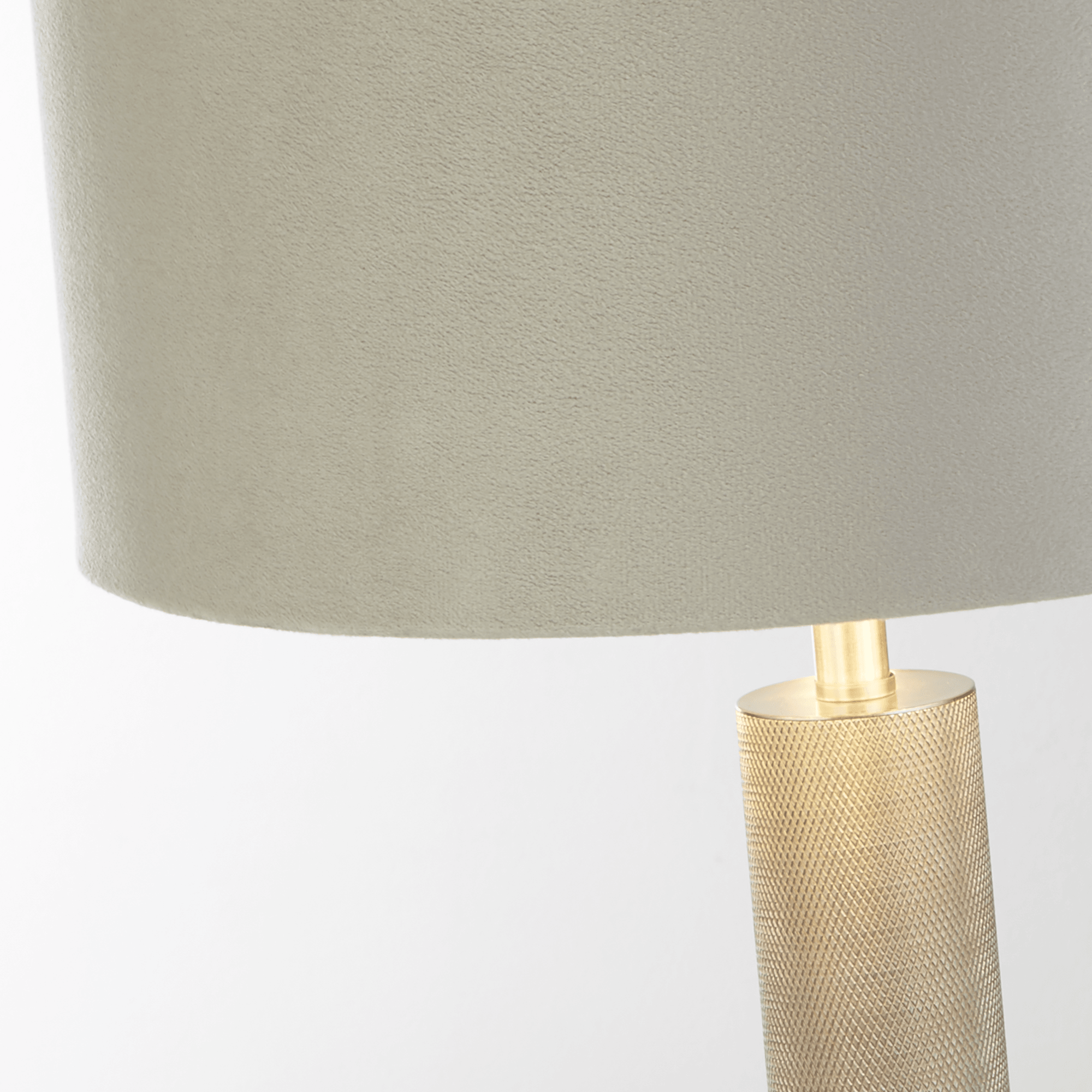 Searchlight Latimer Table Lamp - Knurled Satin Silver & Grey Velvet Shade