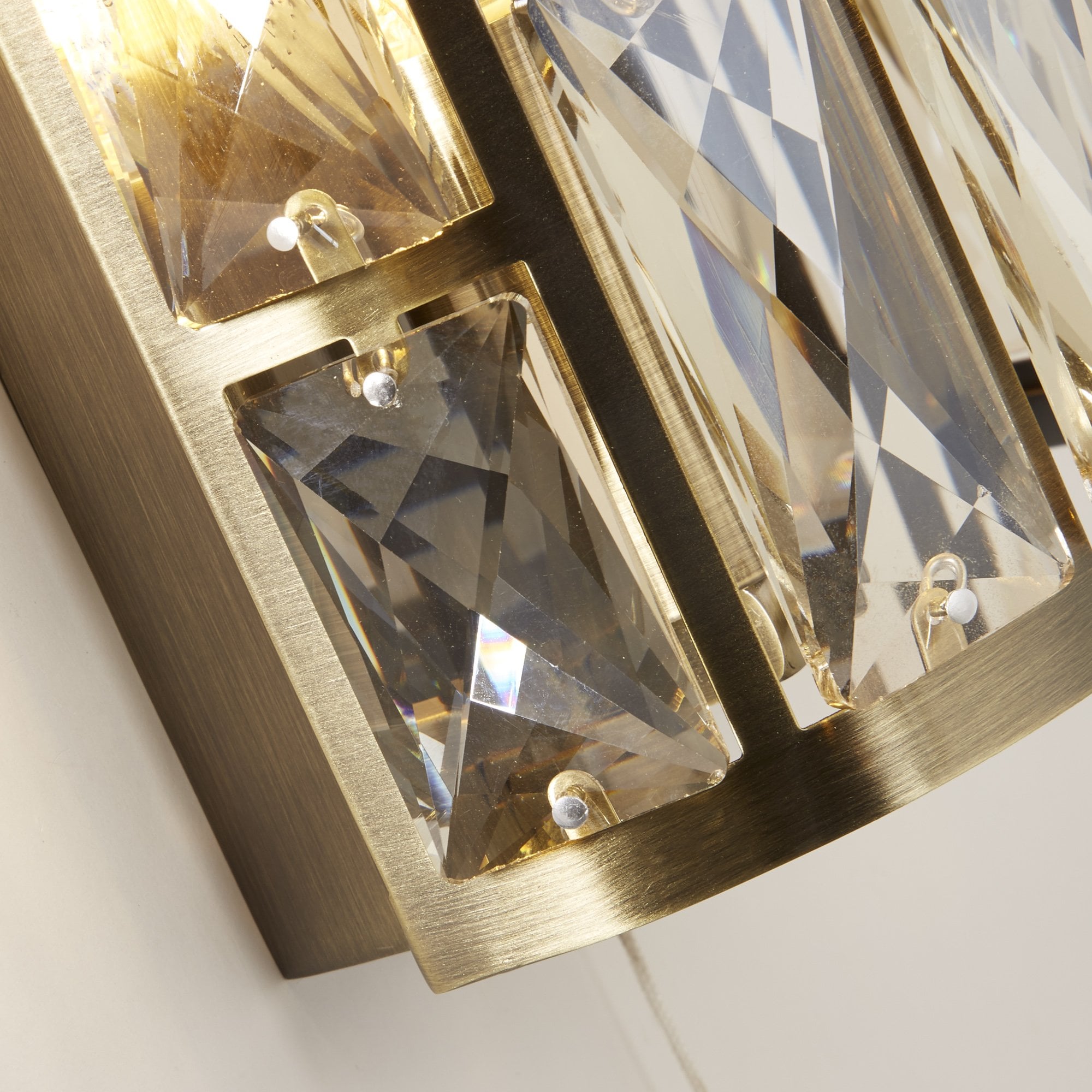 Searchlight Becket 2 Light Wall Light - Antique Brass & Champagne Glass