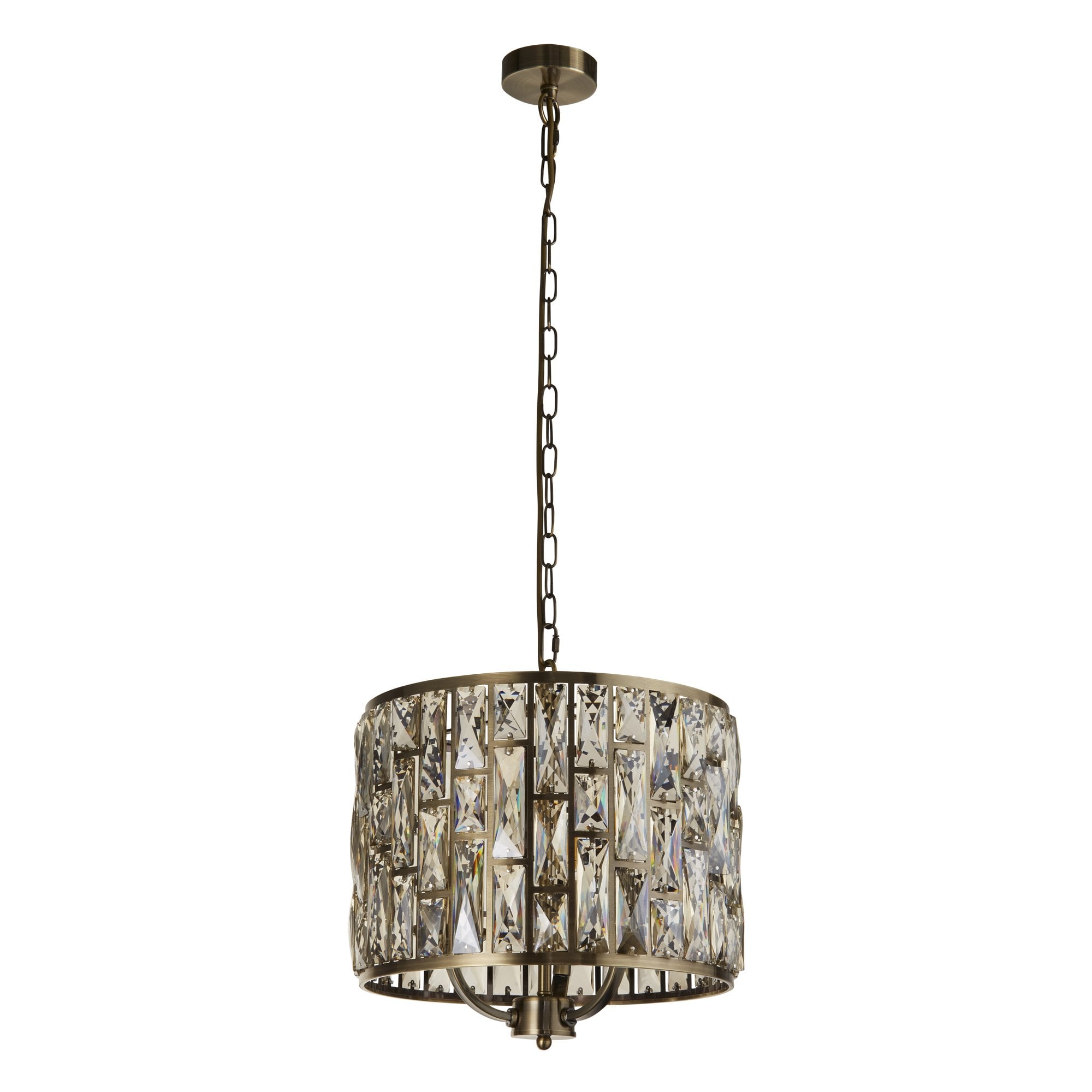 Searchlight Becket 3 Light Pendant - Antique Brass & Champagne Glass