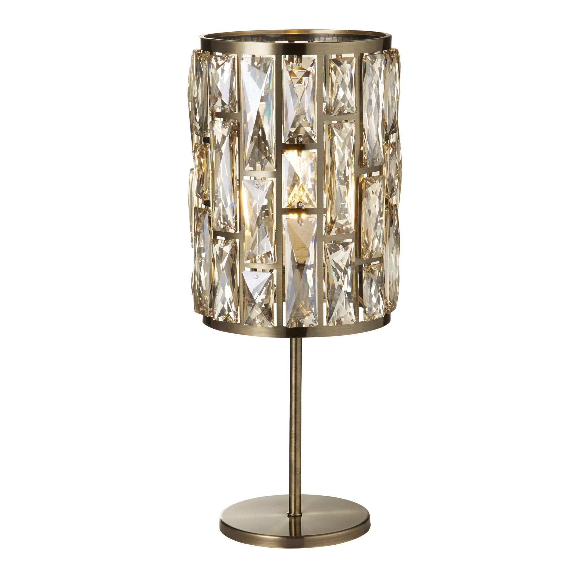 Searchlight Becket Table Lamp - Antique Brass & Champagne Glass