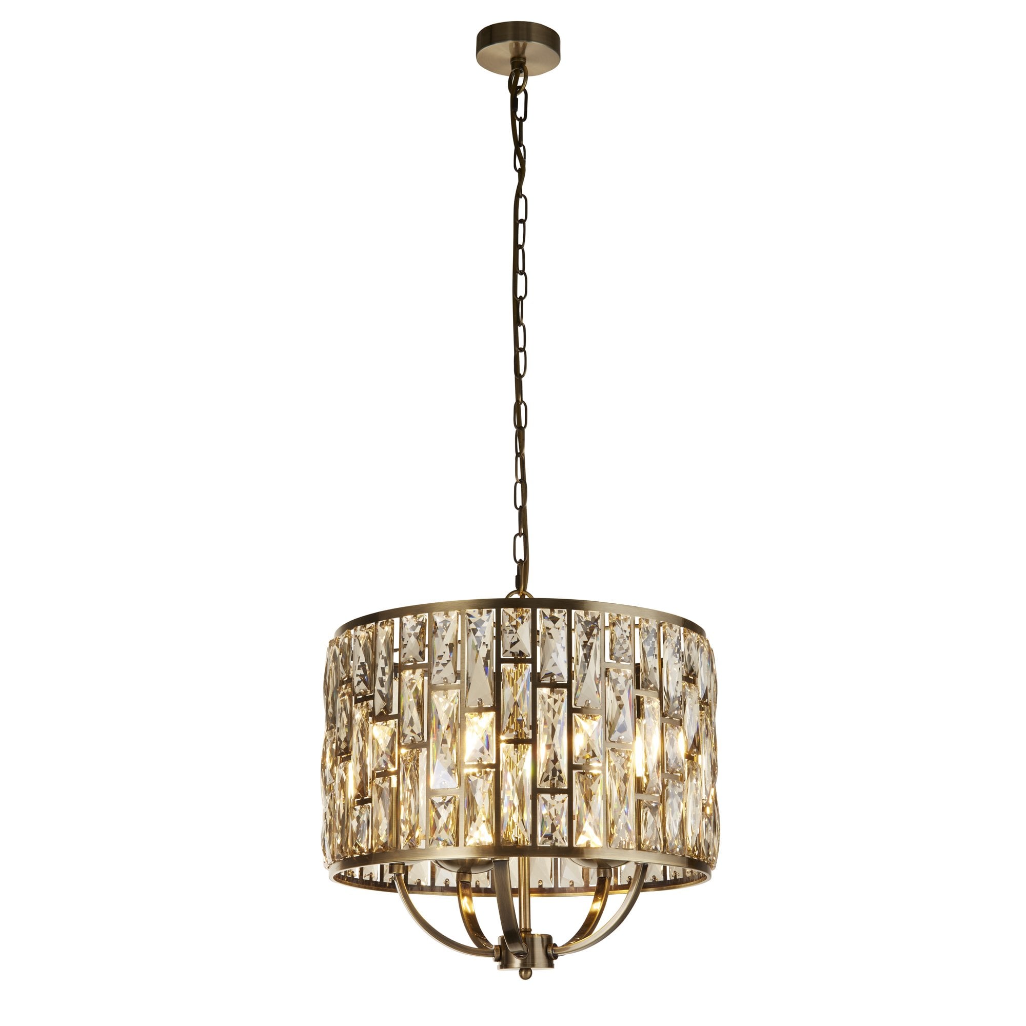 Searchlight Becket 5 Light Pendant - Antique Brass & Champagne Glass