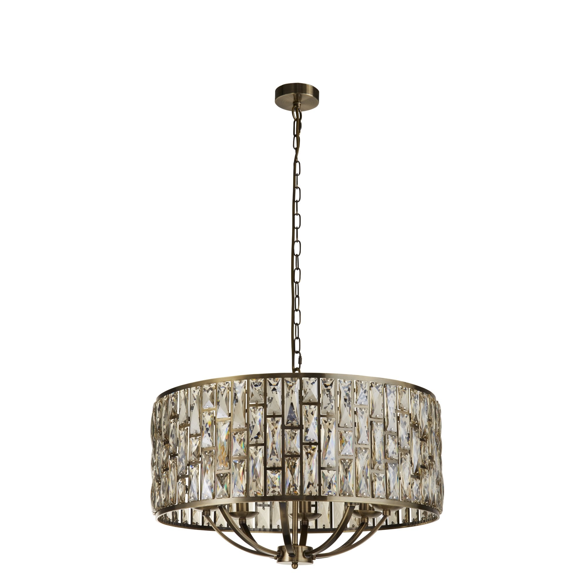 Searchlight Becket 8 Light Pendant - Antique Brass & Champagne Glass