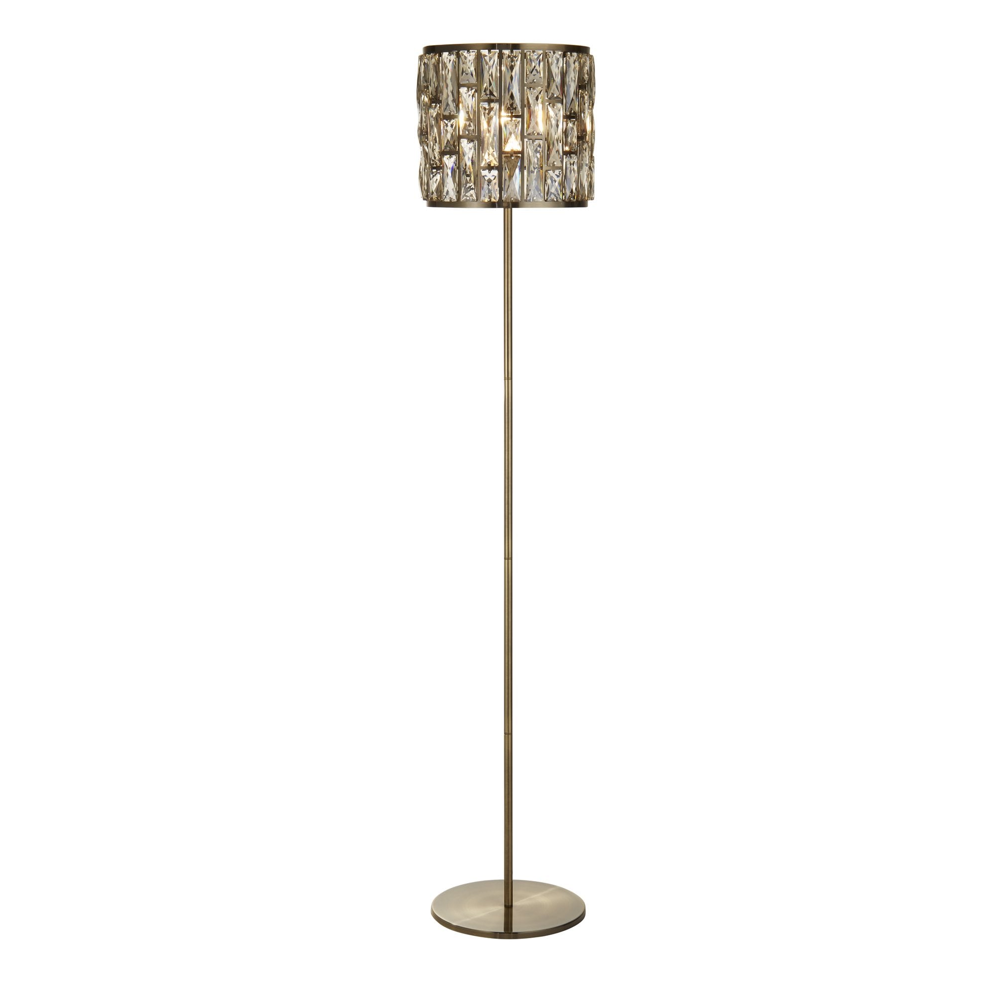 Searchlight Becket Floor Lamp - Antique Brass & Champagne Glass