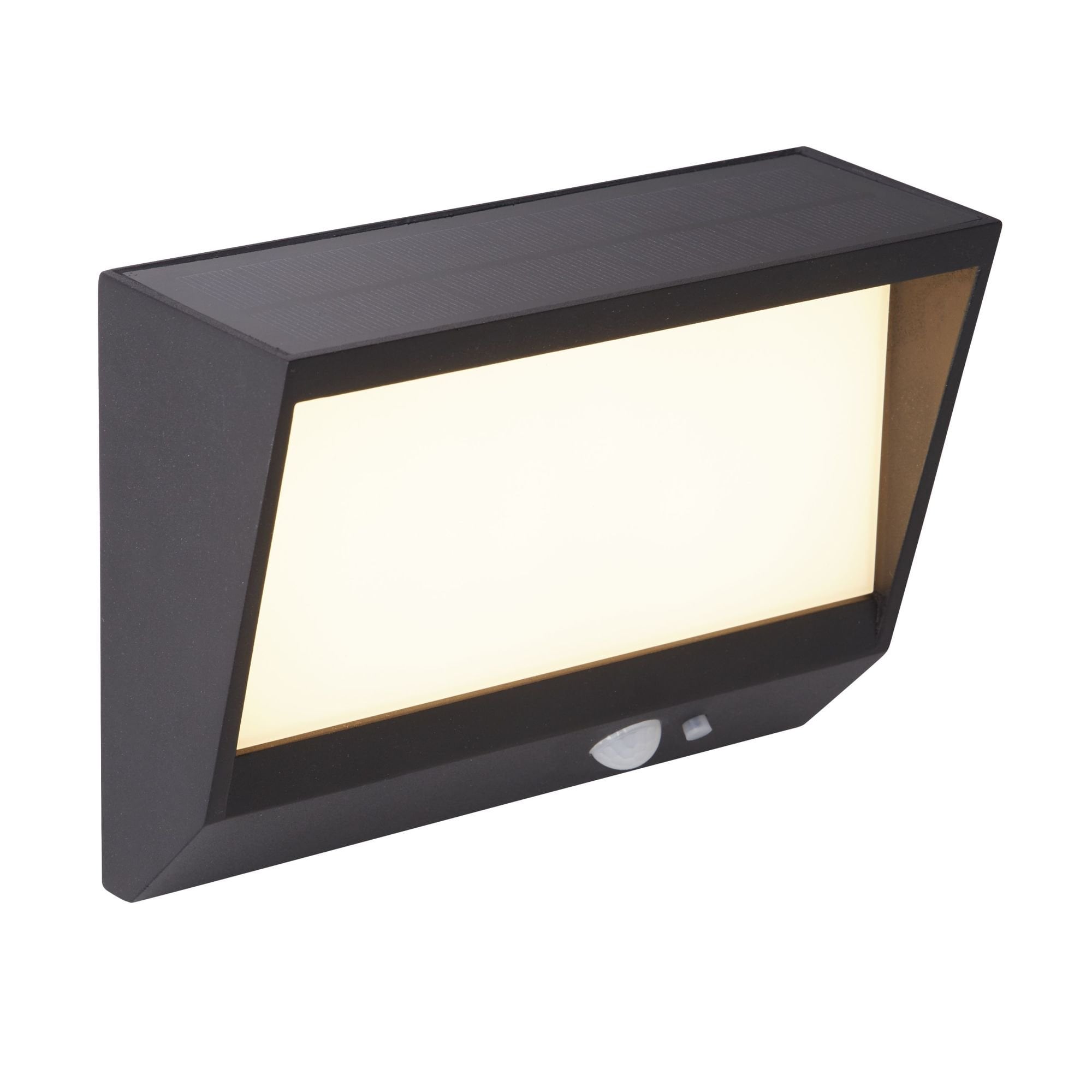 Searchlight Aberdeen Solar Outdoor Wall Light with PIR - Black & White Polycarbonate