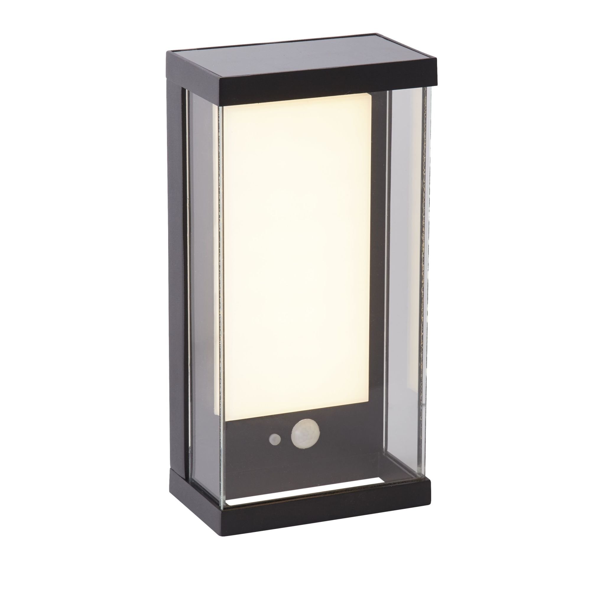 Searchlight Argyle Solar Outdoor Wall Light with PIR - Black & White Polycarbonate