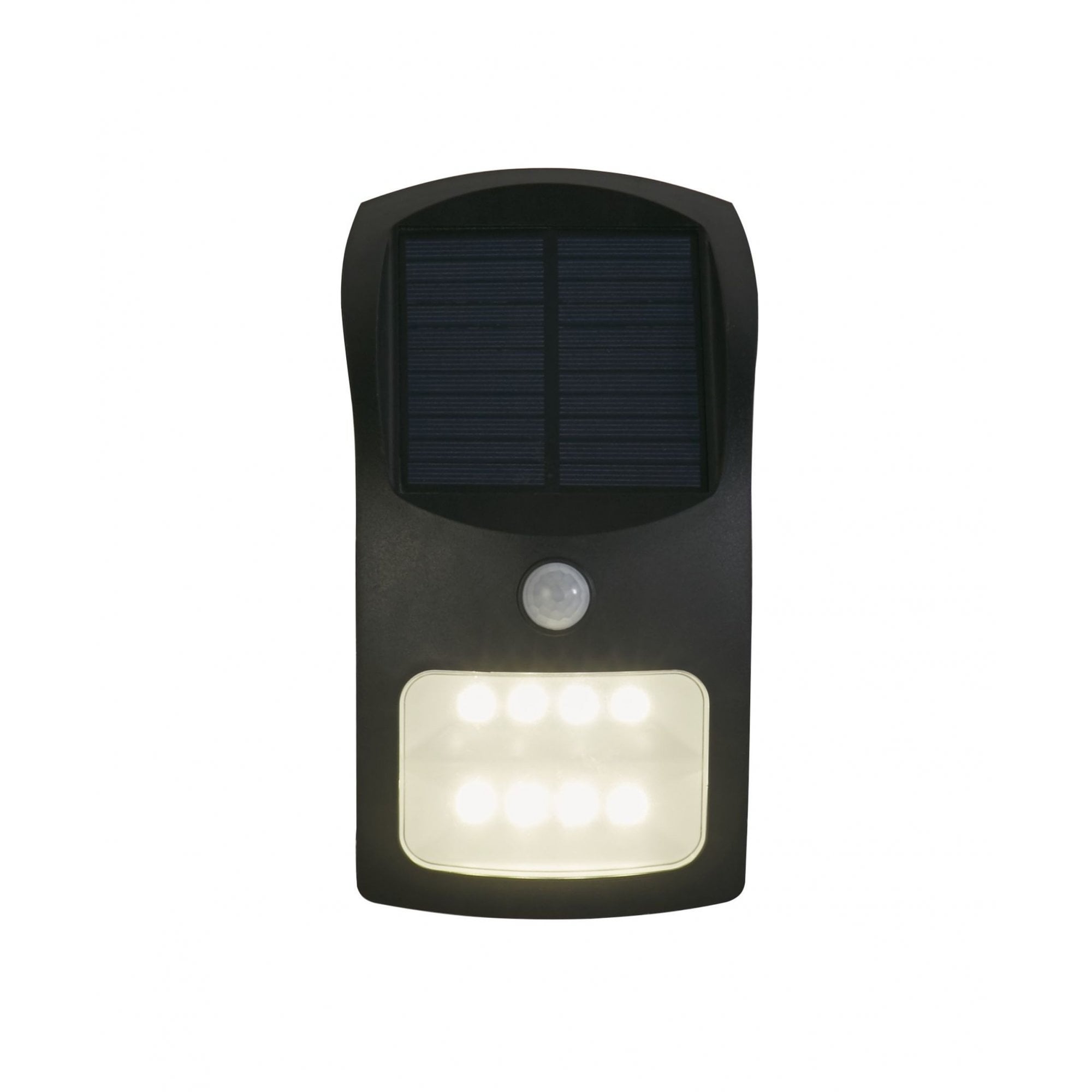 Searchlight Bankfield Solar Outdoor Wall Light with PIR - Black & White Polycarbonate